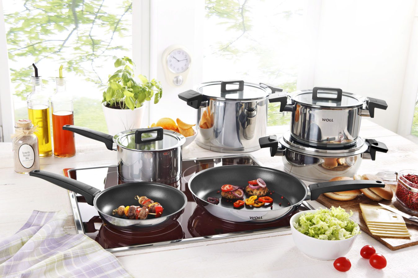 WOLL Topf-Set Concept, Edelstahl 18/10 (Set, 10-tlg., Kochtopf 20/24cm, Bratentopf 24cm, Stieltopf 18cm, Bratpfanne 20/28cm), Induktion