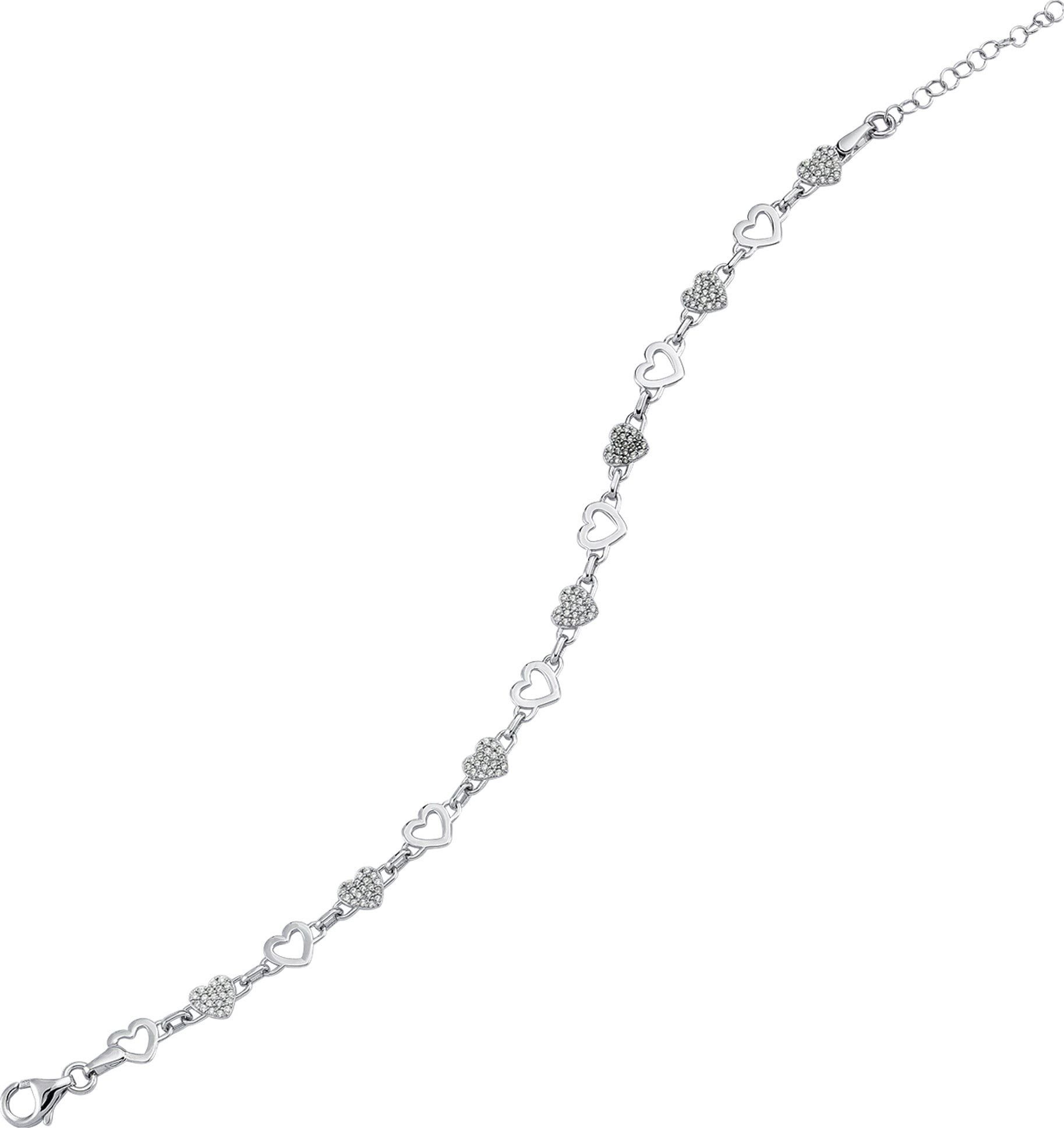 Balia Silberarmband Balia Armband für Damen poliert Zirkonia (Armband), Damen Armband (Herzen) ca. 19cm bis 21,5cm, 925 Silber, Farbe silber