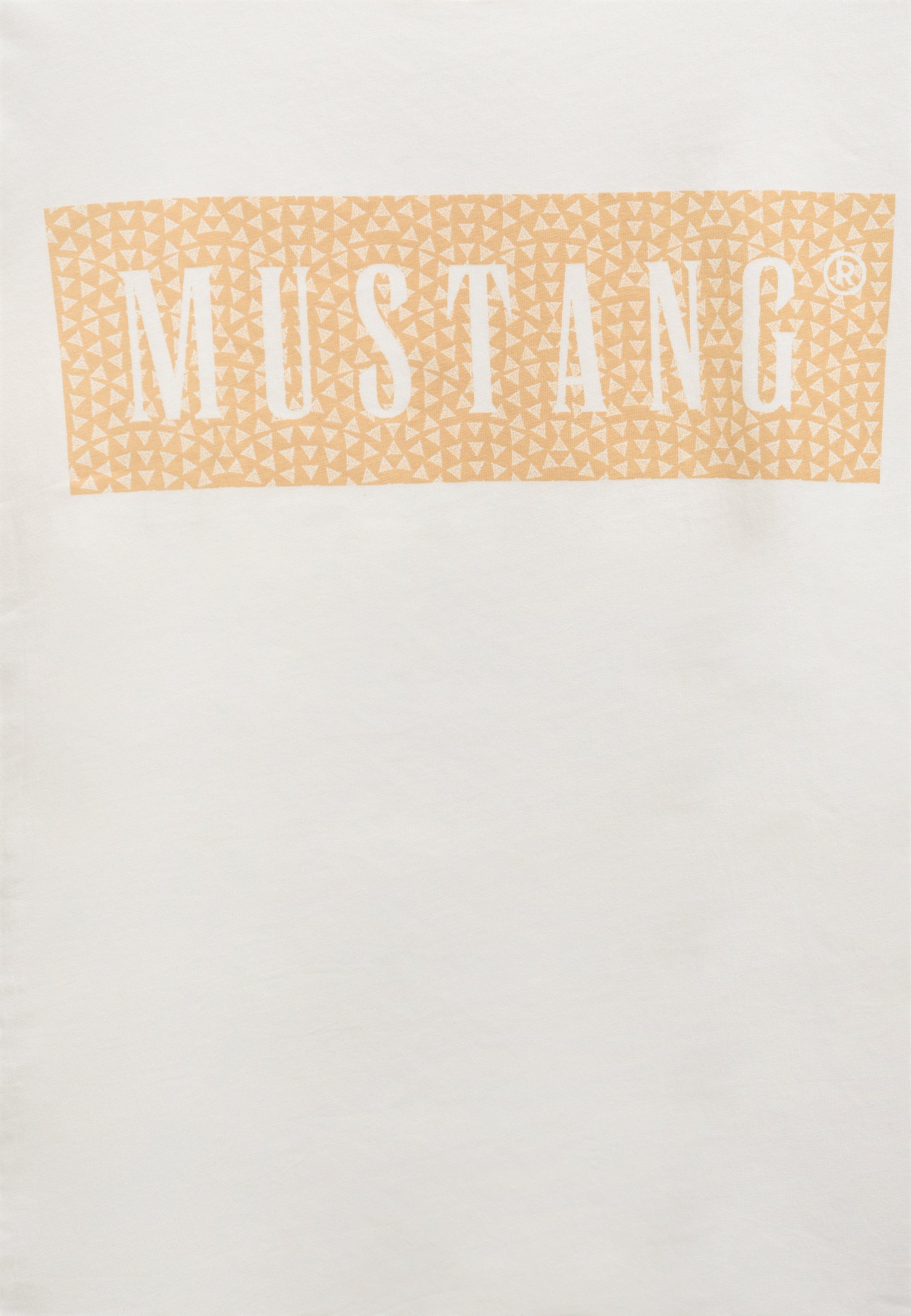 MUSTANG Kurzarmshirt Mustang T-Shirt Print-Shirt offwhite | T-Shirts