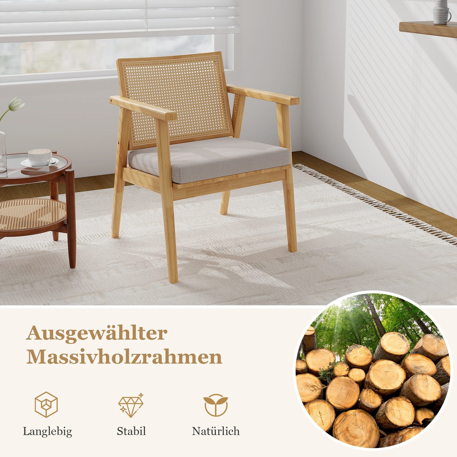 COSTWAY Esszimmerstuhl, 2er Set, mit Lehne günstig online kaufen