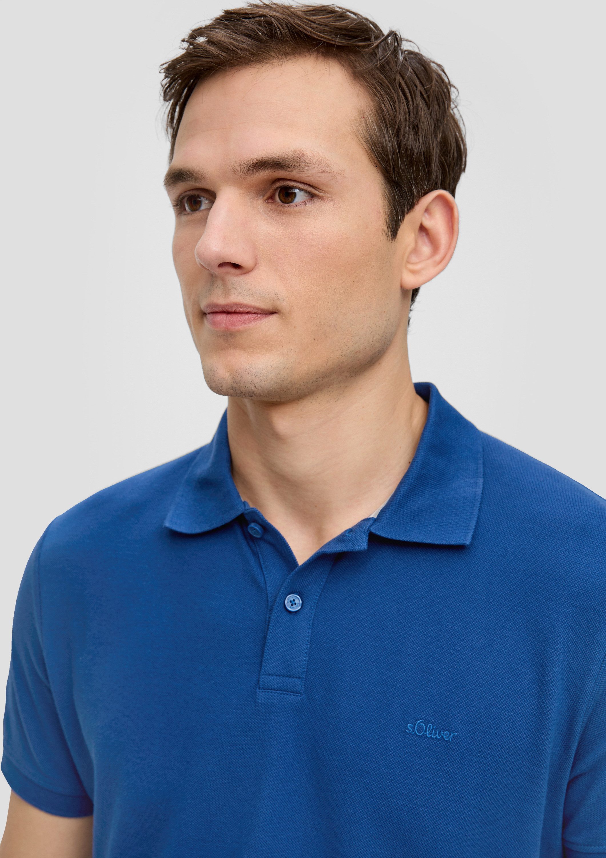 s.Oliver Kurzarmshirt Polo-Shirt Poloshirt aus Baumwollpiqué