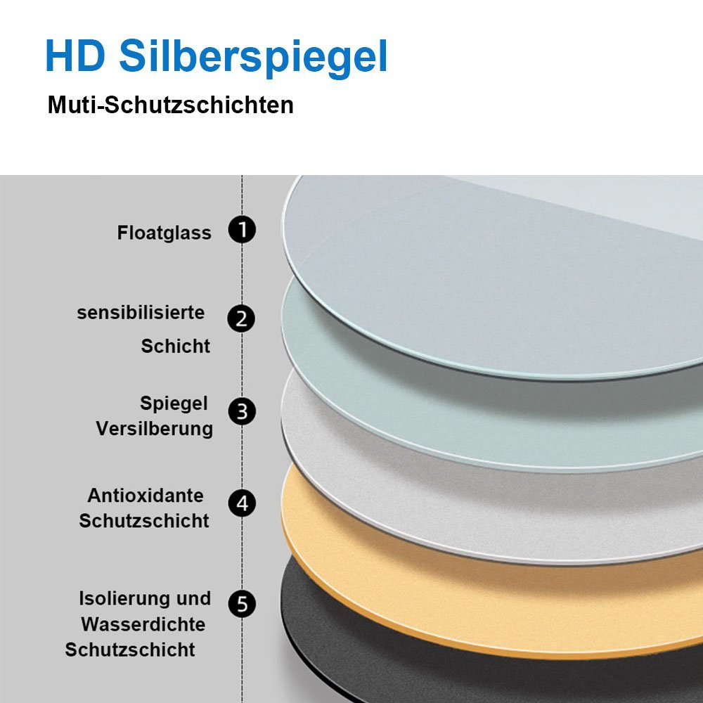 duschspa Badspiegel Badezimmerspiegel Rund Spiegel mit LED Beleuchtung, Φ 40/50/60/70/80/90/100 cm – Bild 4 von 5