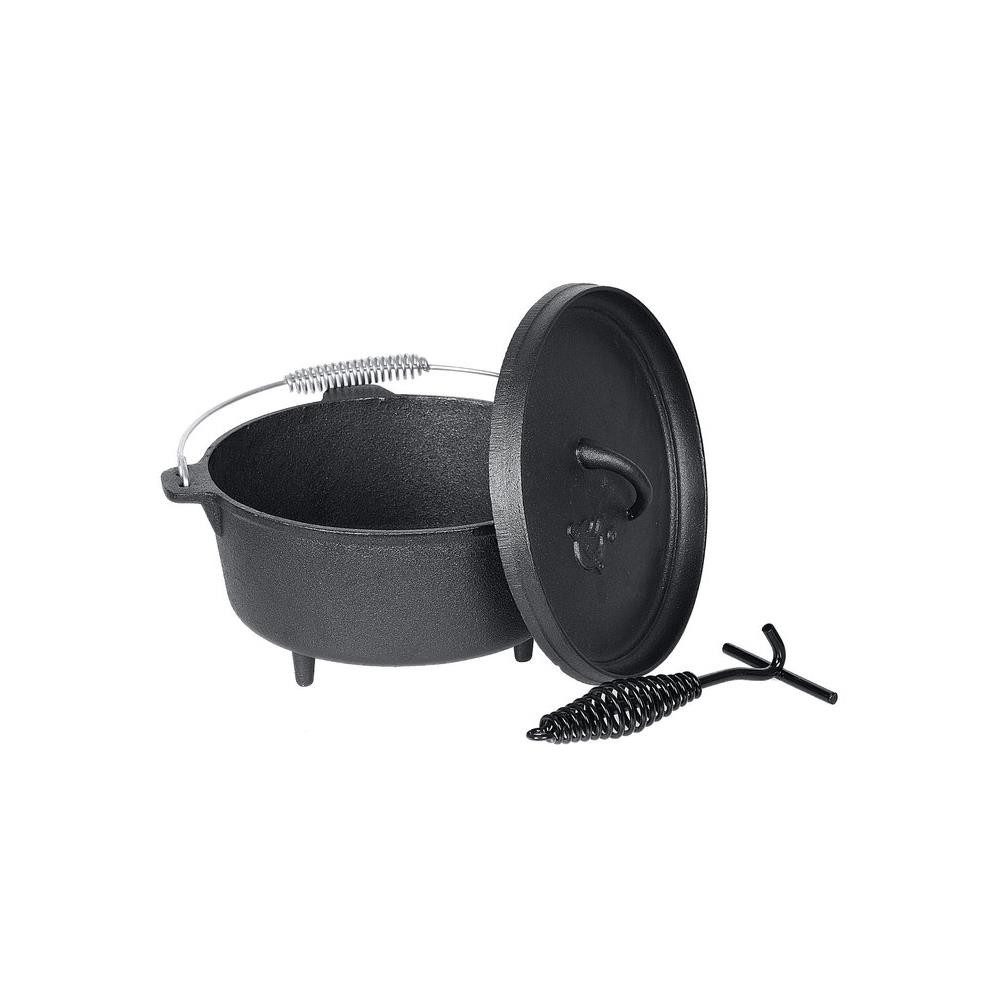 El Fuego Feuertopf El Fuego Dutch Oven Set 5,50 L Schmortopf Grill Topf Gusseisen Bräte – Bild 4 von 5