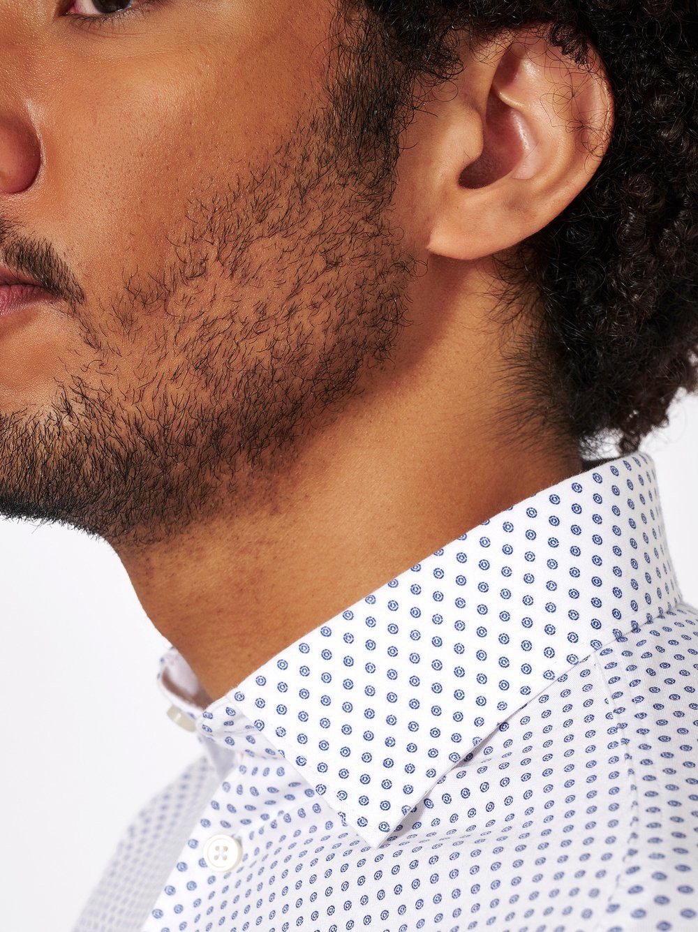DESOTO Langarmhemd Jerseyhemd Casual Kent langarm Flexibler Stretch, mit Minimal Print, Kentkragen