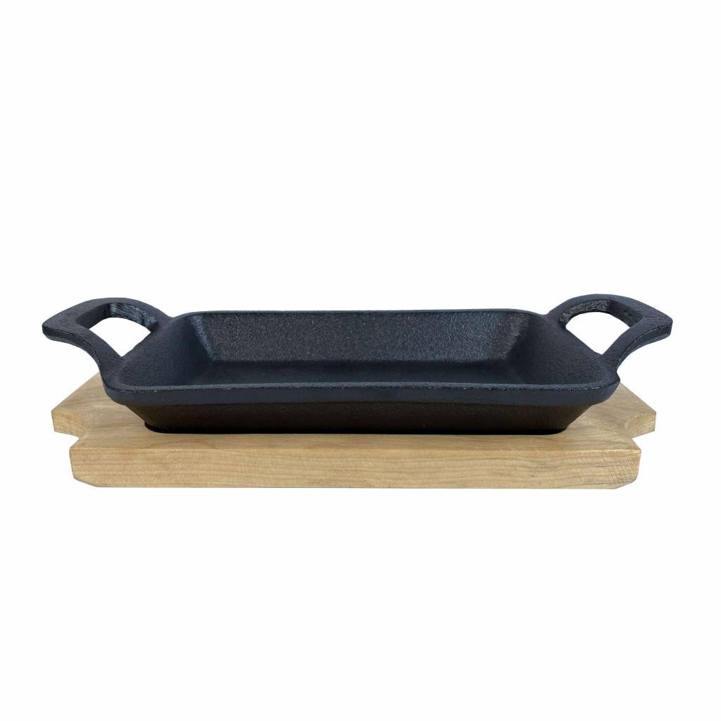 All Grill Grillpfanne Gusseisen-Pfanne mit 2 Griffen + Untersetzer, Gusseisen