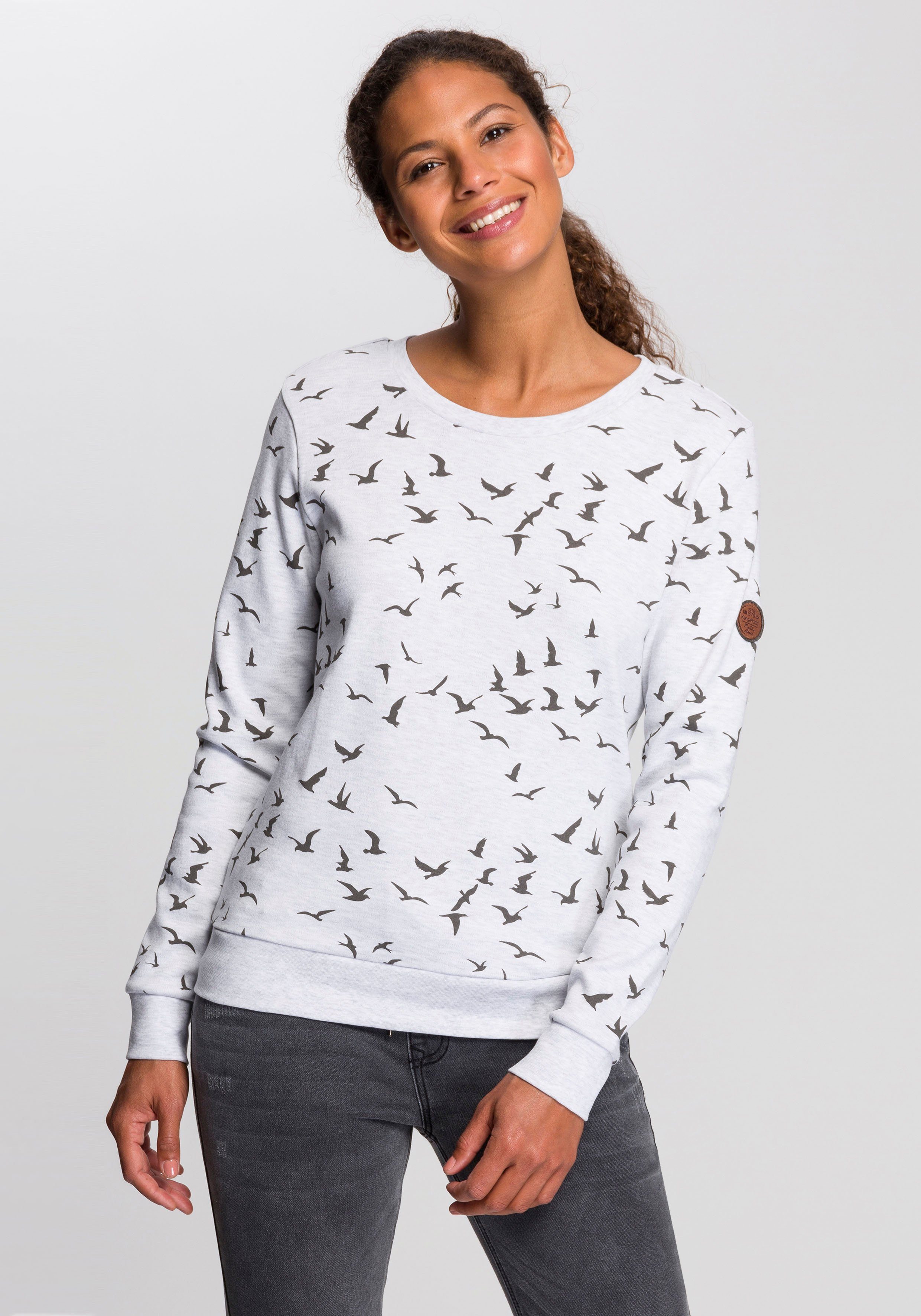 KangaROOS Sweatshirt mit modischem ecru-meliert Minimal-Allover-Print