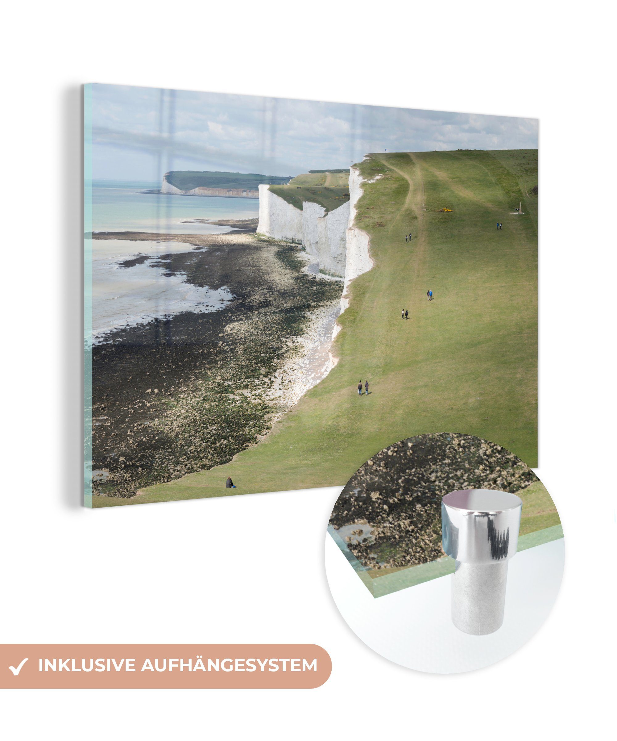 MuchoWow Acrylglasbild Kreidefelsen im South Downs National Park in England, (1 St), Acrylglasbilder Wohnzimmer & Schlafzimmer