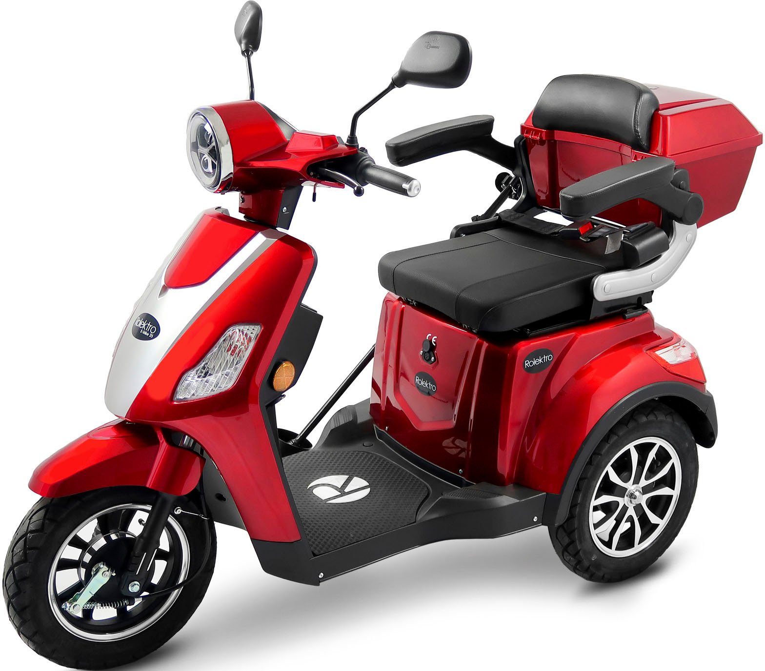 rot 25 Akku, Rolektro E-Trike W, km/h, Topcase) V.3, Elektromobil 1000 Rolektro (mit Lithium 25