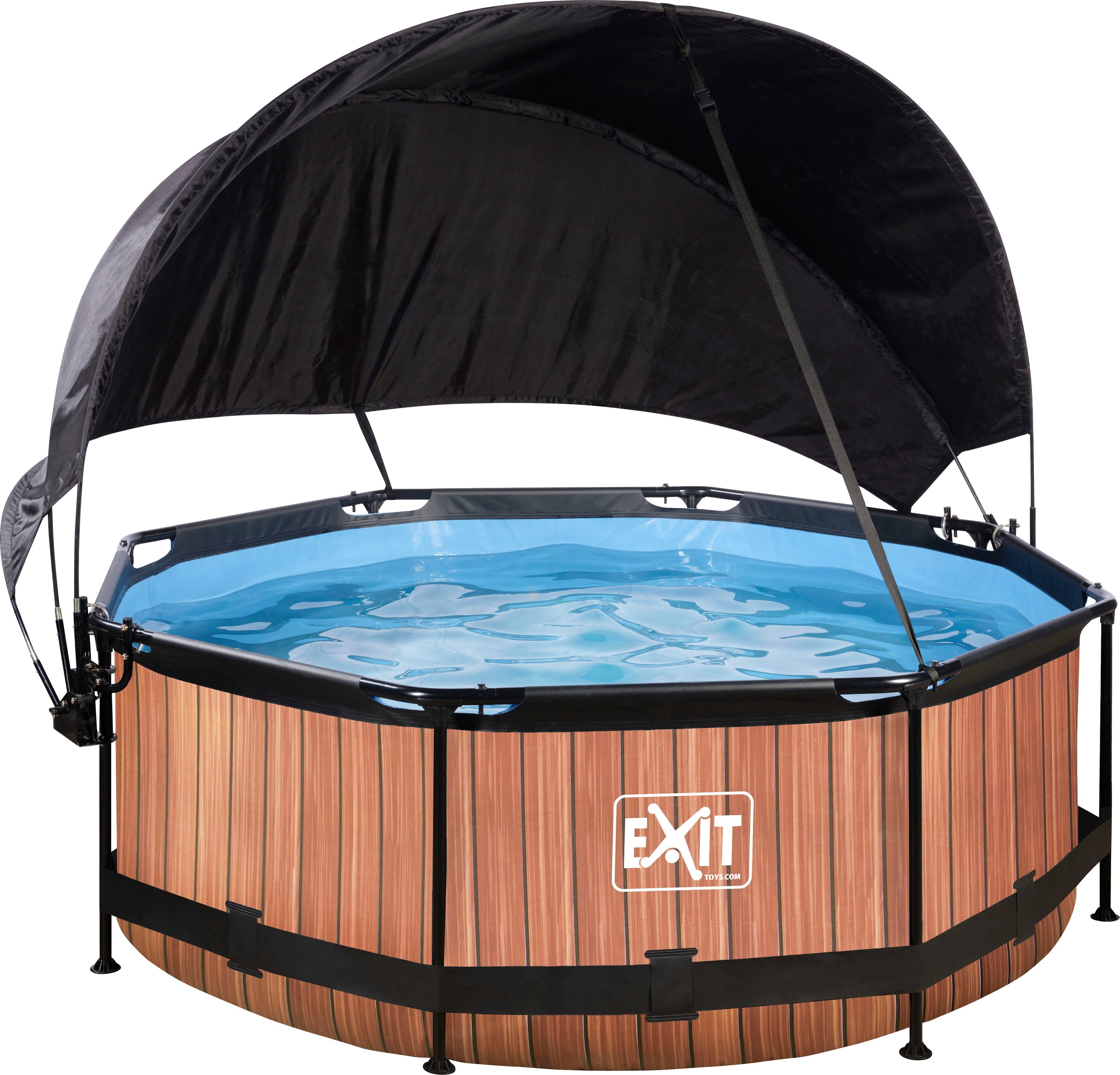 EXIT Framepool inkl. Sonnensegel (Set, 3-tlg), ØxH: 244x76 cm, mit Kartuschenfilterpumpe und Sonnensegel