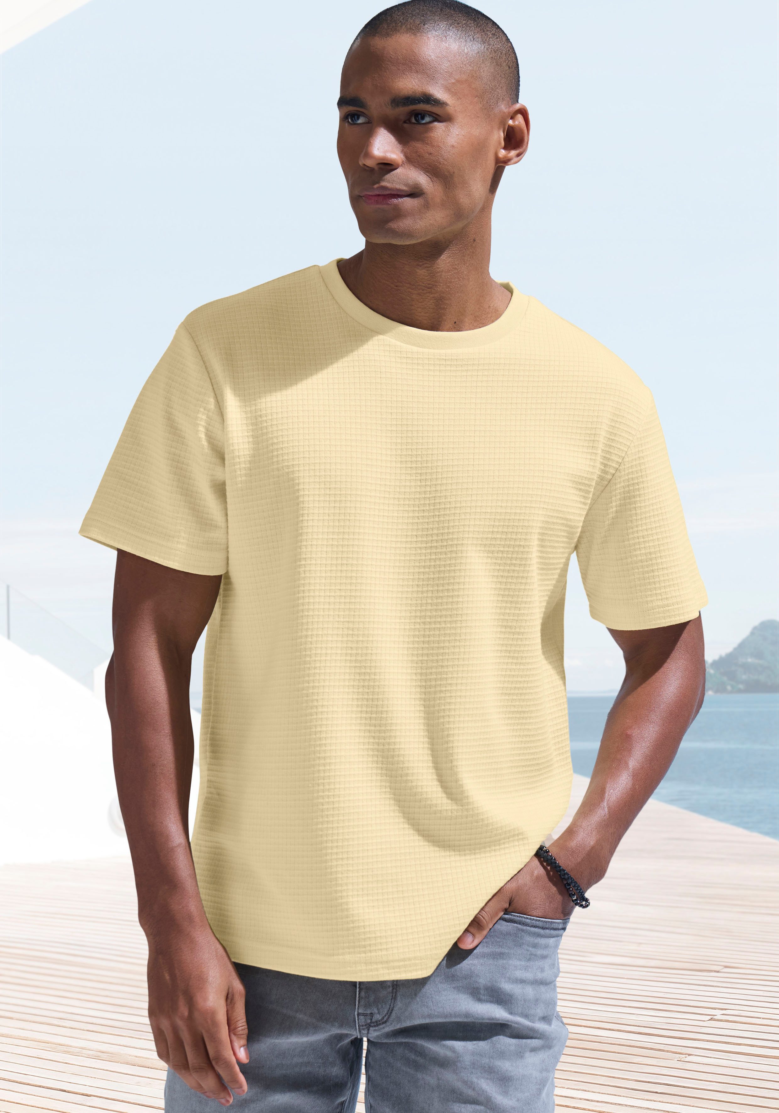 John Devin T-Shirt mit Struktur Rundhalsshirt günstig online kaufen
