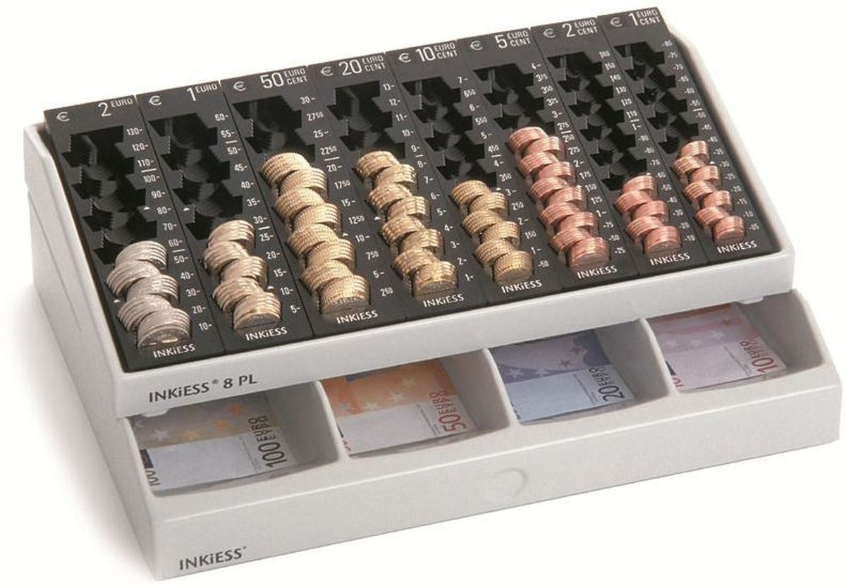 INKiESS Geldkassette Kasse Rekord 841 PL (BxTxH) 35,0x25,5x12,0 cm lichtgrau/schwarz