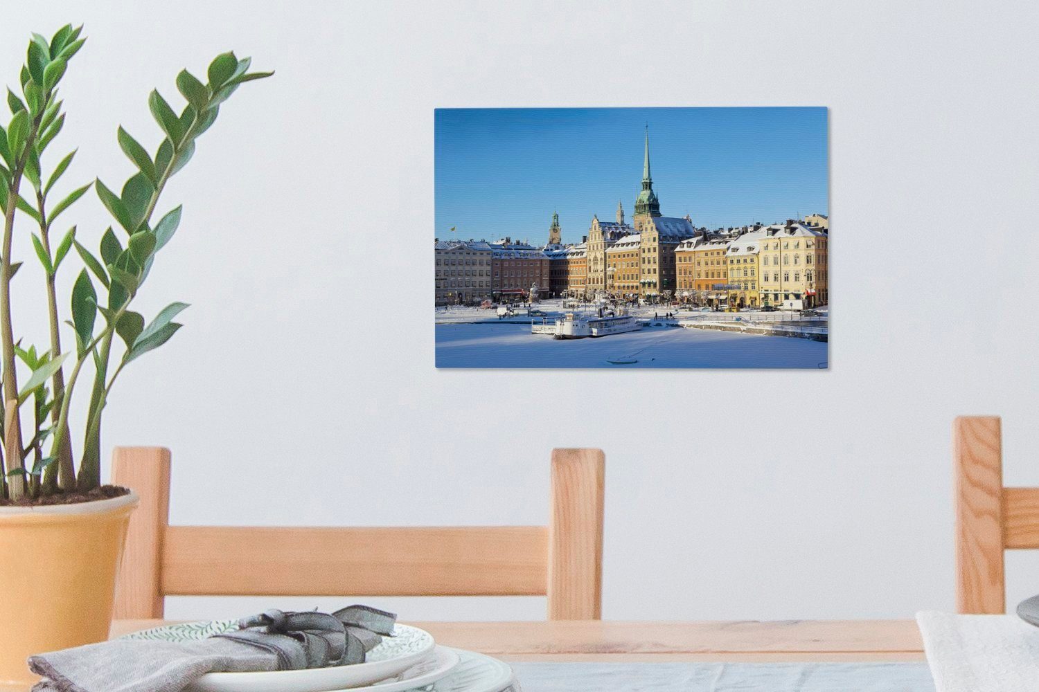 cm Wanddeko, Stockholms Leinwandbilder, Leinwandbild Aufhängefertig, St), Stan, Winter 30x20 (1 Wandbild Gamla OneMillionCanvasses® in