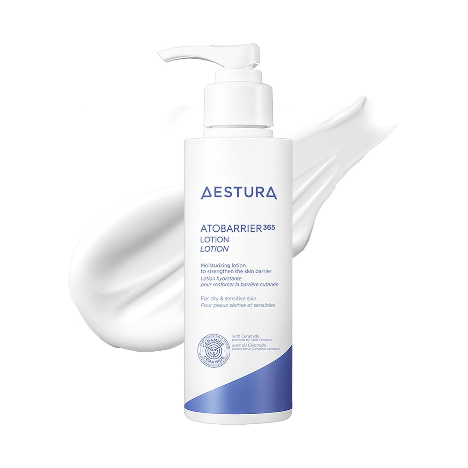AESTURA Bodylotion Atobarrier 365 Lotion 150ml – Feuchtigkeitsspendende Ceramid-Lotion für trockene und empfindliche Haut – Triple-Lipid-Komplex –, Parfümfrei – Dermatologisch getestet