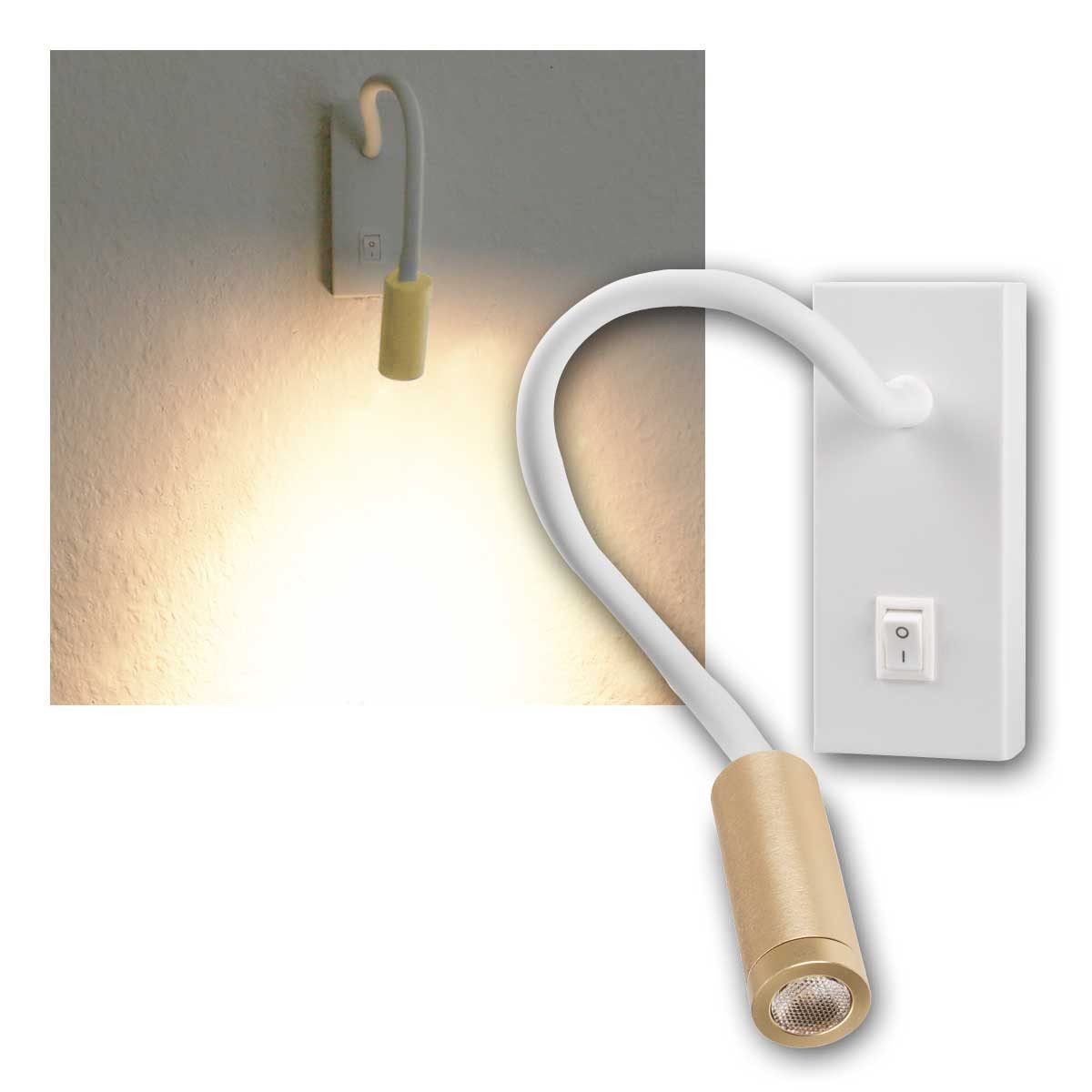 Kanlux LED Wandleuchte LED Wand-Leseleuchte TONIL 100lm 2,7W/230V ws/gold, warmweiß