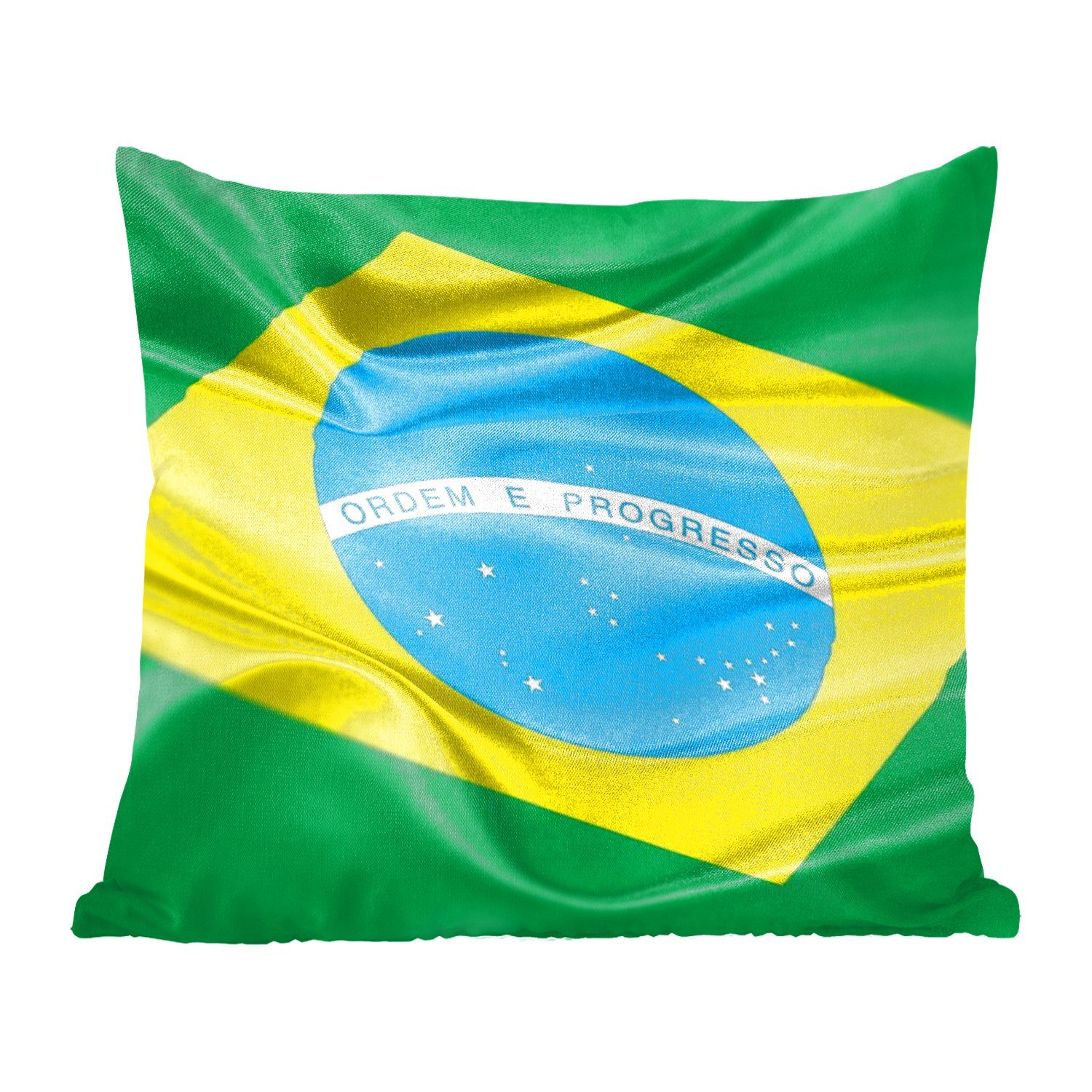 MuchoWow Dekokissen Nahaufnahme der Flagge von Brasilien, Zierkissen mit Füllung für Wohzimmer, Schlafzimmer, Deko, Sofakissen