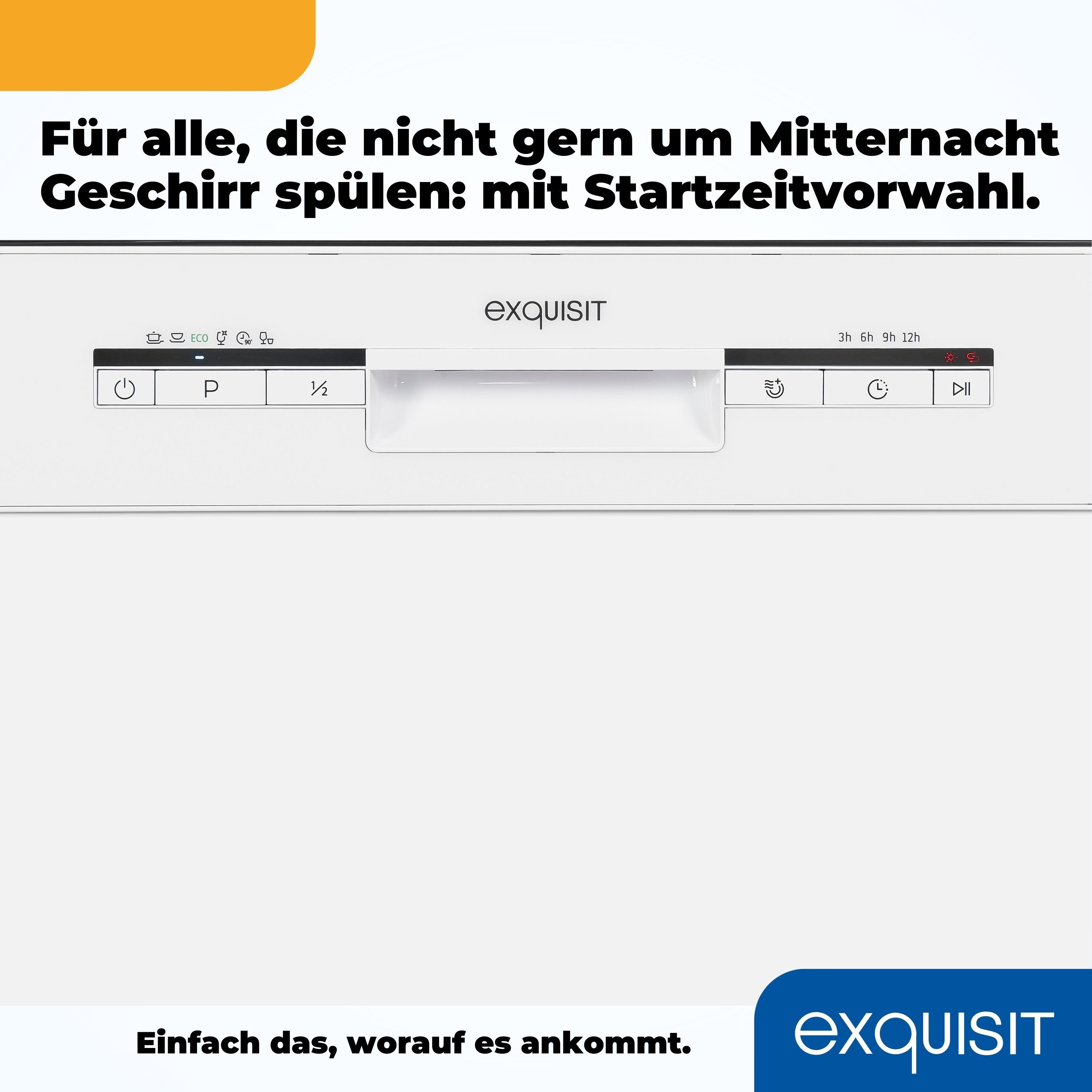 exquisit Standgeschirrspüler GSP9112-030E weiss, 11 l, 12 Maßgedecke