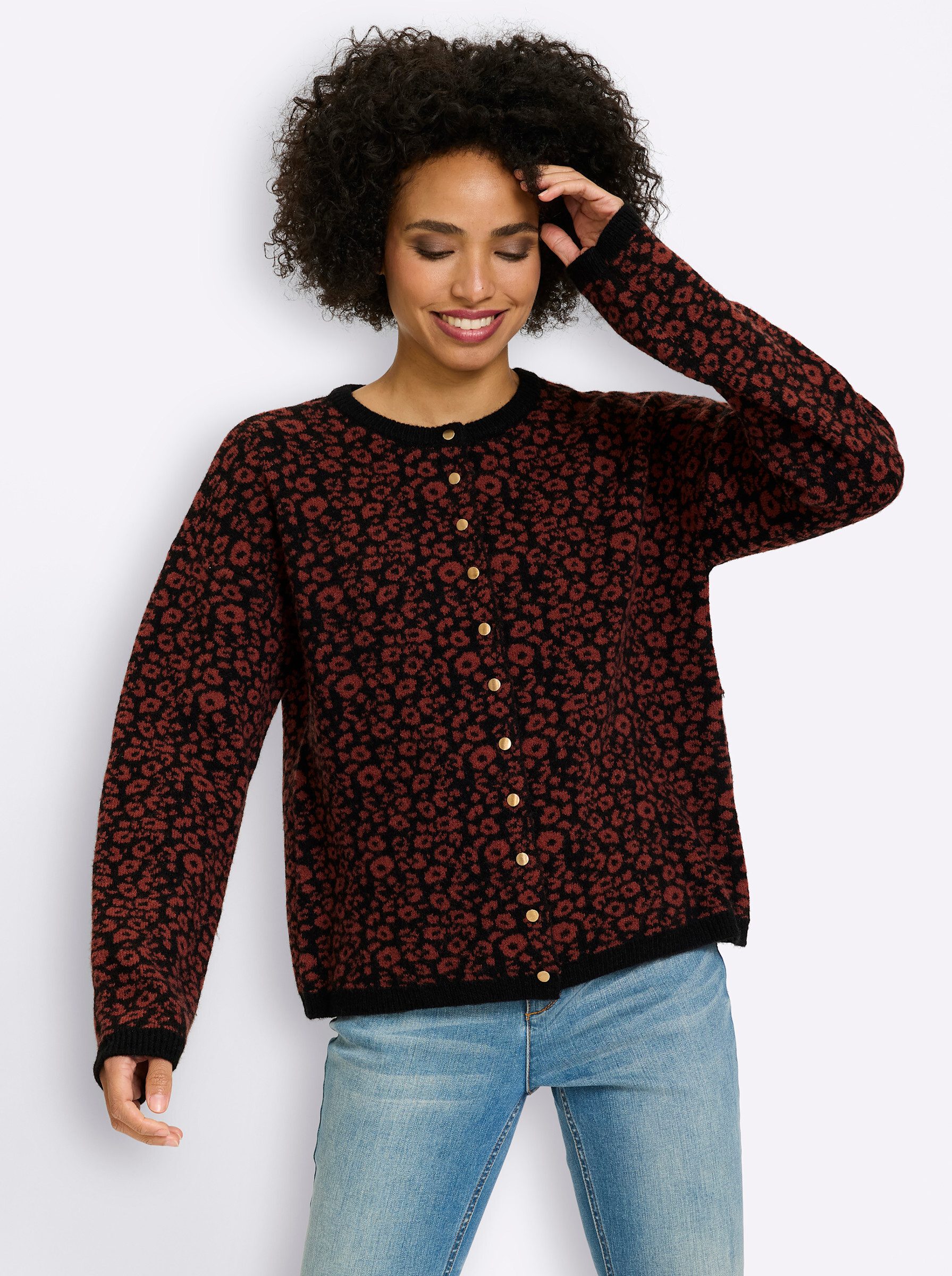 heine Strickjacke Cardigan Langarm Jacquard