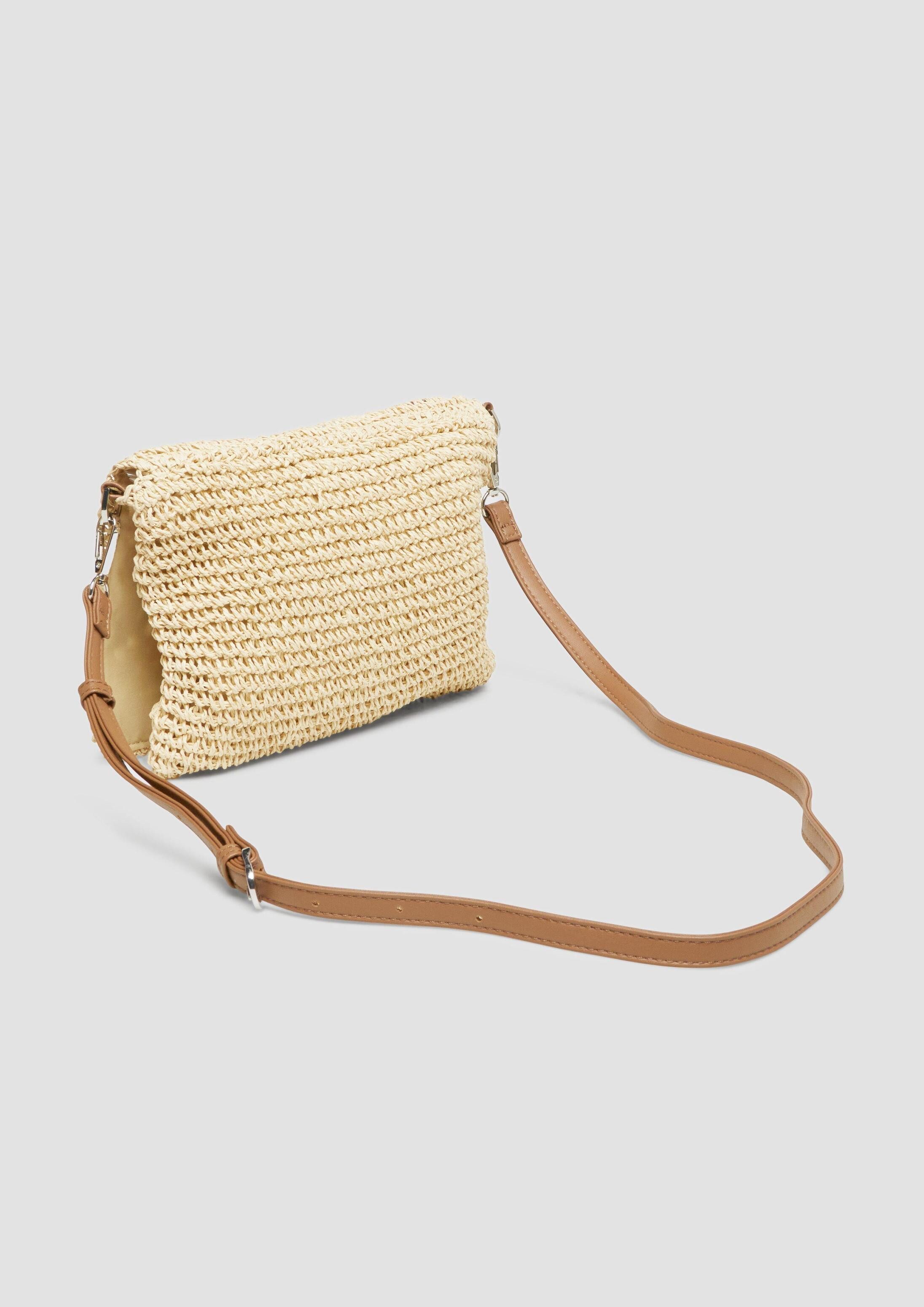 s.Oliver Umhängetasche Tasche, Florale Clutch aus Papier mit abnehmbarem Gurt