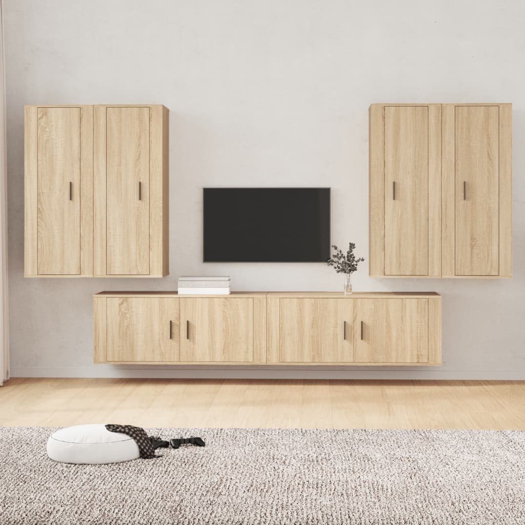 vidaXL TV-Schrank 6-tlg. Holzwerkstoff (6-St) Sonoma-Eiche Eiche TV-Schrank-Set Sonoma