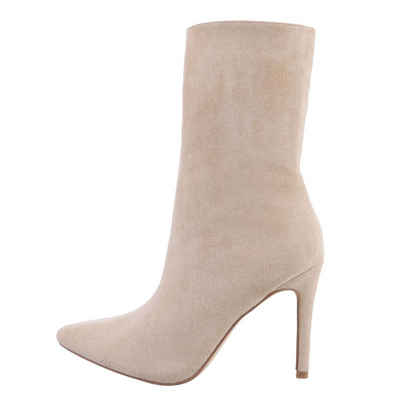 Ital-Design Damen Elegant High-Heel-Stiefelette Pfennig-/Stilettoabsatz High-Heel Stiefeletten in Beige