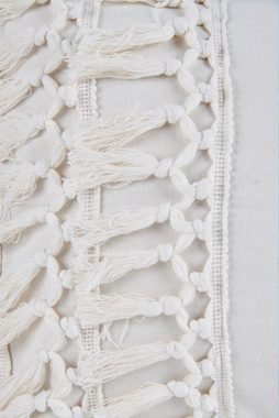 carla&marge Dekokissen Lilliola, Sofakissen, geknotete Fransen, 50x30 cm, Kissen in Ivory mit Füllung