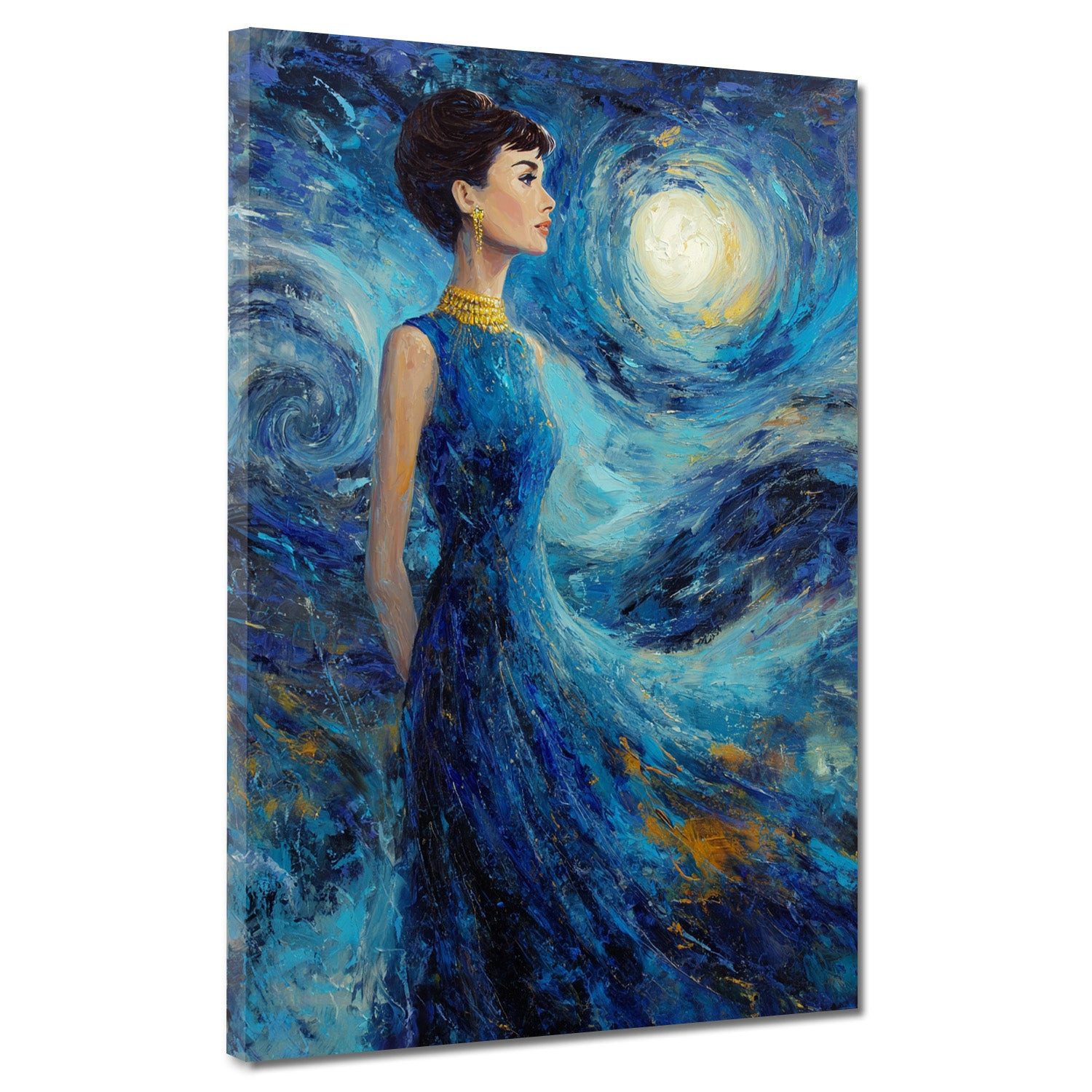 Artedinoi Leinwandbild Elegante Audrey Impressionismus Leinwandbild Wandbild Kunstdruck XL Wa, Audrey Hepburn, impressionistisch