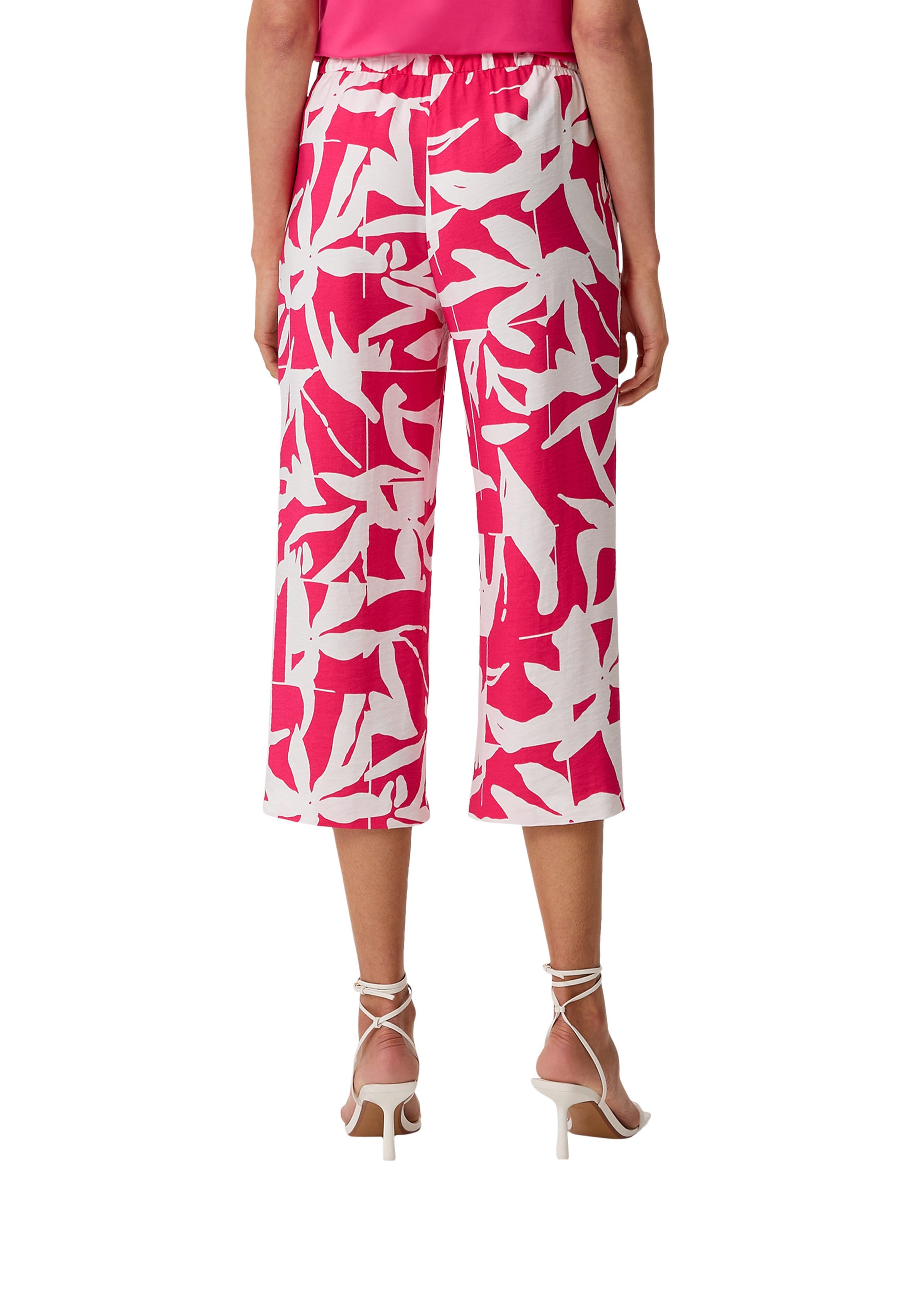 Stoffhose Hose Comma mit Loose: Allover-Print pink