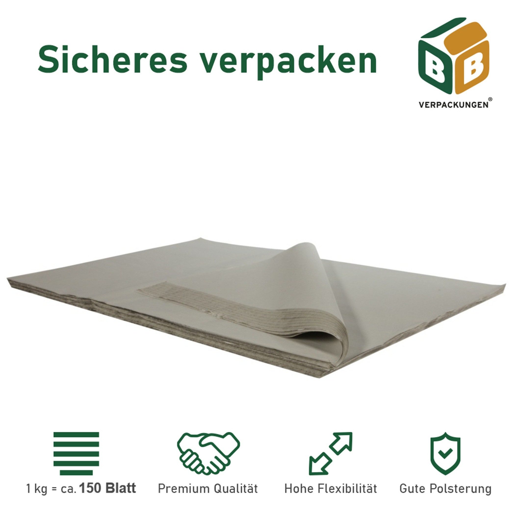 BB-Verpackungen Seidenpapier Packseide MIDDLE, Grau, 50 cm x 75 cm