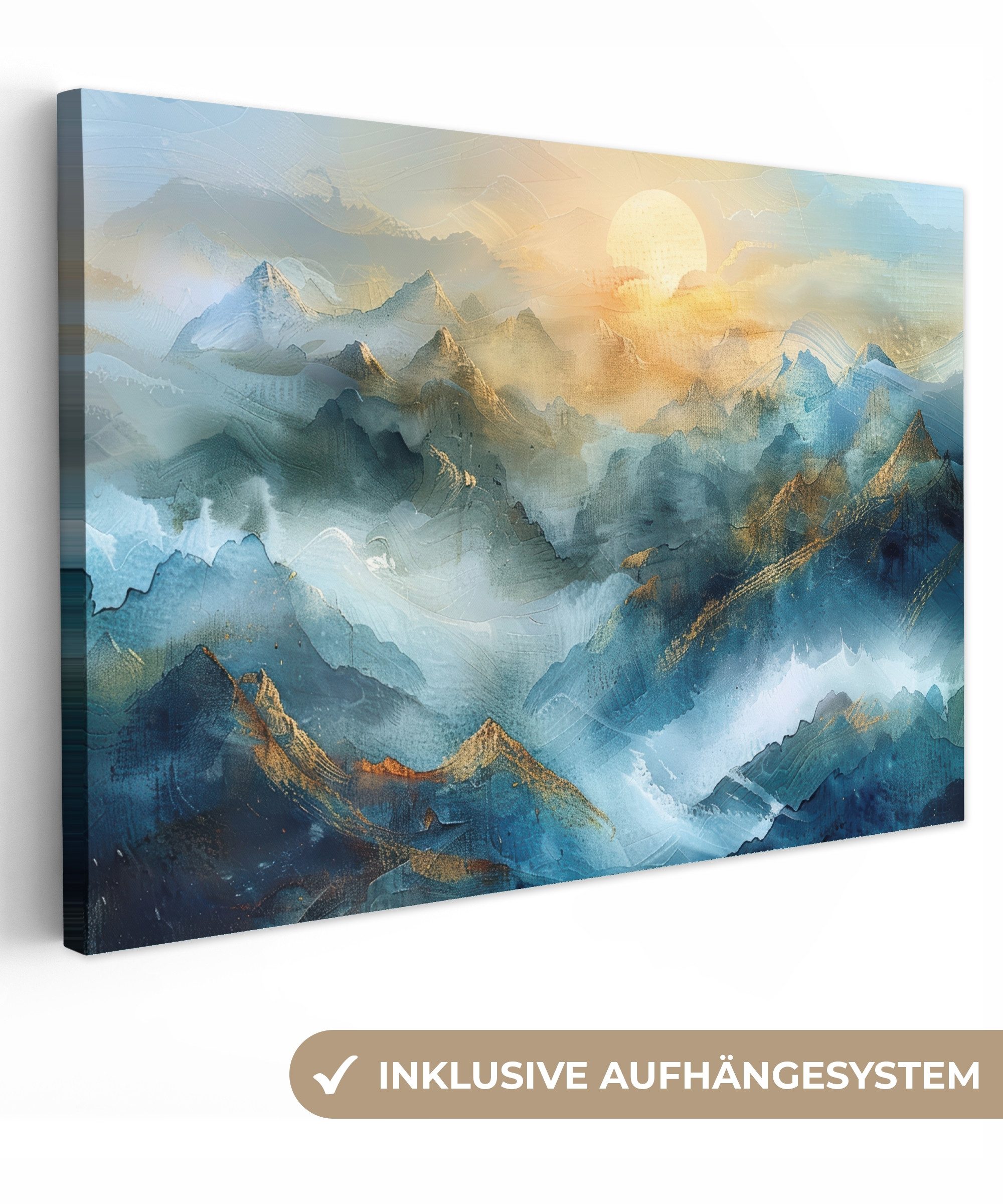OneMillionCanvasses® Leinwandbild Abstrakt - Landschaft - Berge - Blau - Mo günstig online kaufen