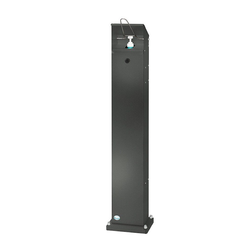 PROREGAL® Desinfektionsmittelspender Handdesinfektionsspender Hubmechanismus Bodenmontage 115x18x13cm Grau