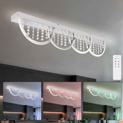 etc-shop LED Deckenleuchte, LED-Leuchtmittel fest verbaut, Warmweiß, Farbwechsel, Deckenleuchte Kristallleuchte Deckenlampe Wohnzimmer, Farbwechsler