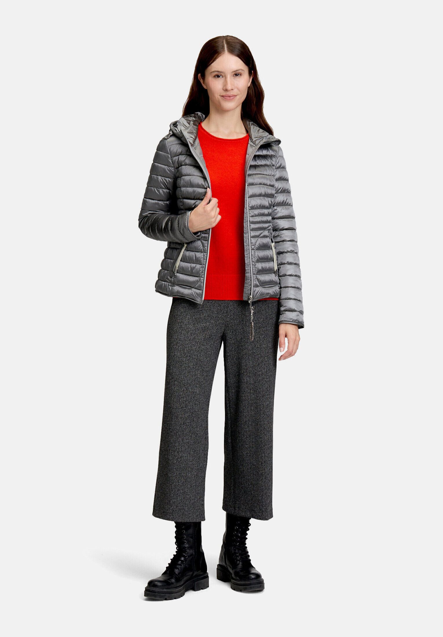 Cartoon Steppjacke Damen mit Reißverschlusstaschen