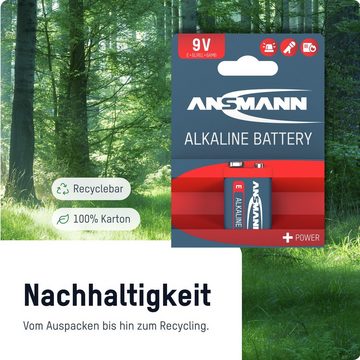 ANSMANN AG 2x Alkaline 9V Block Batterie – E-Block 6LR61 MN1604 (2 Stück) Batterie