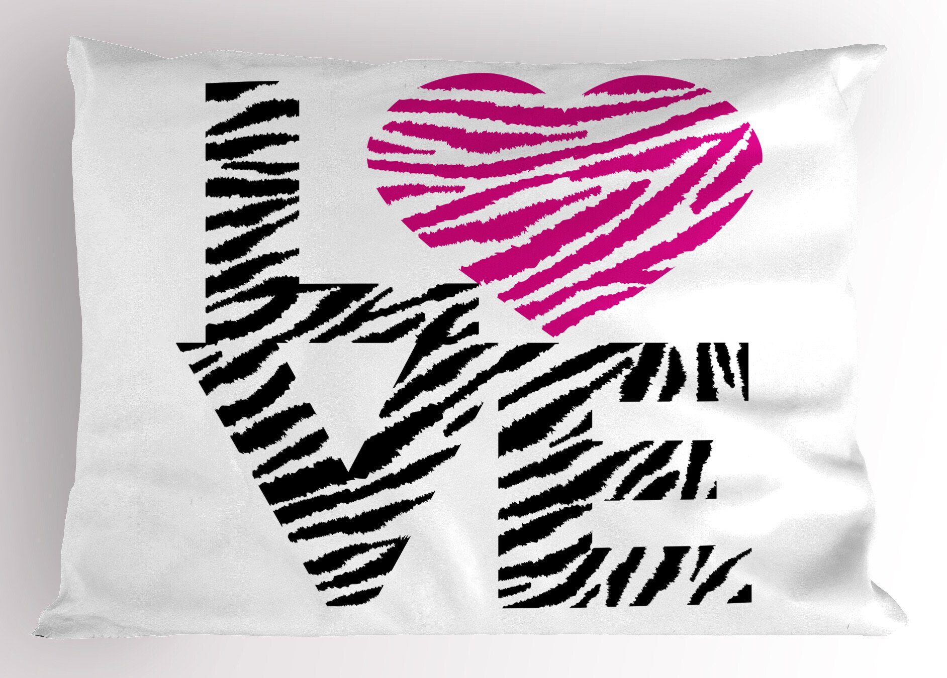 (1 Kopfkissenbezug, Gedruckter der Kissenbezüge Motive Zebra Kunst Stück), Liebe Abakuhaus Size Beschriftung Standard Dekorativer