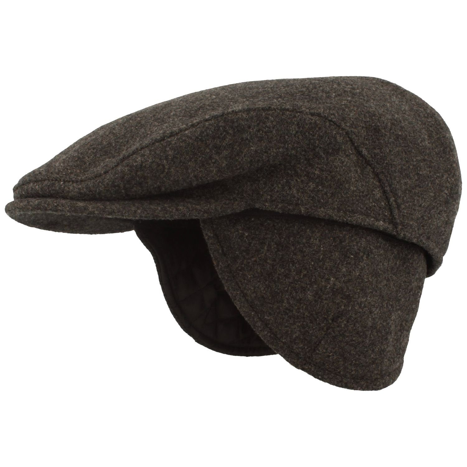 Breiter Schiebermütze Flatcap aus reiner Wolle mit Ohrenklappen günstig online kaufen