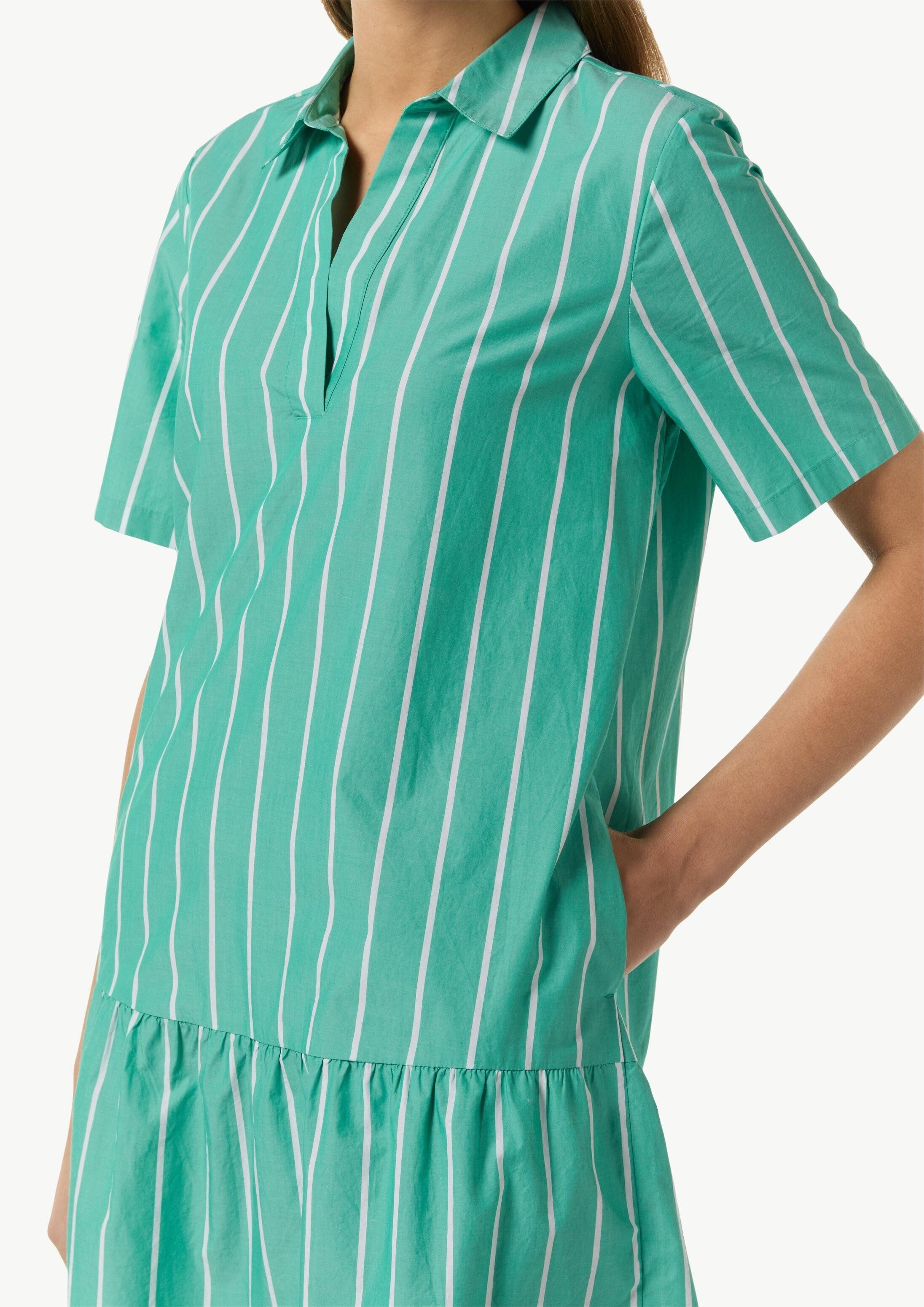 comma Minikleid Kleid Baumwoll-Kleid mit Volant-Saum und Hemdkragen