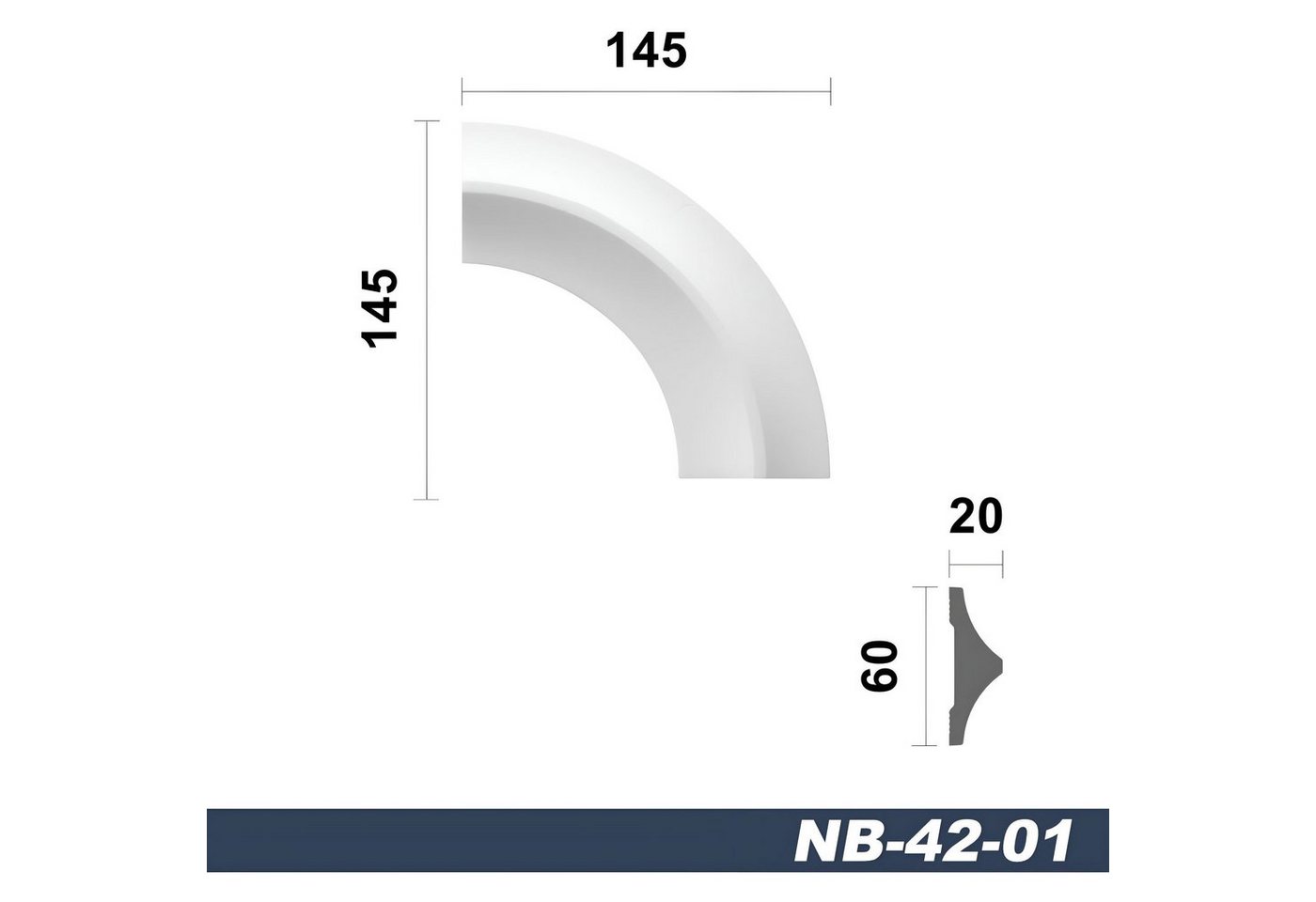 Thumbnail - marbet design Zierleiste NB-42-01, 4 Ecksegmente, Wandvertäfelung Styropor weiß - Segmentierte Wanddekoration EPS Stuck ...