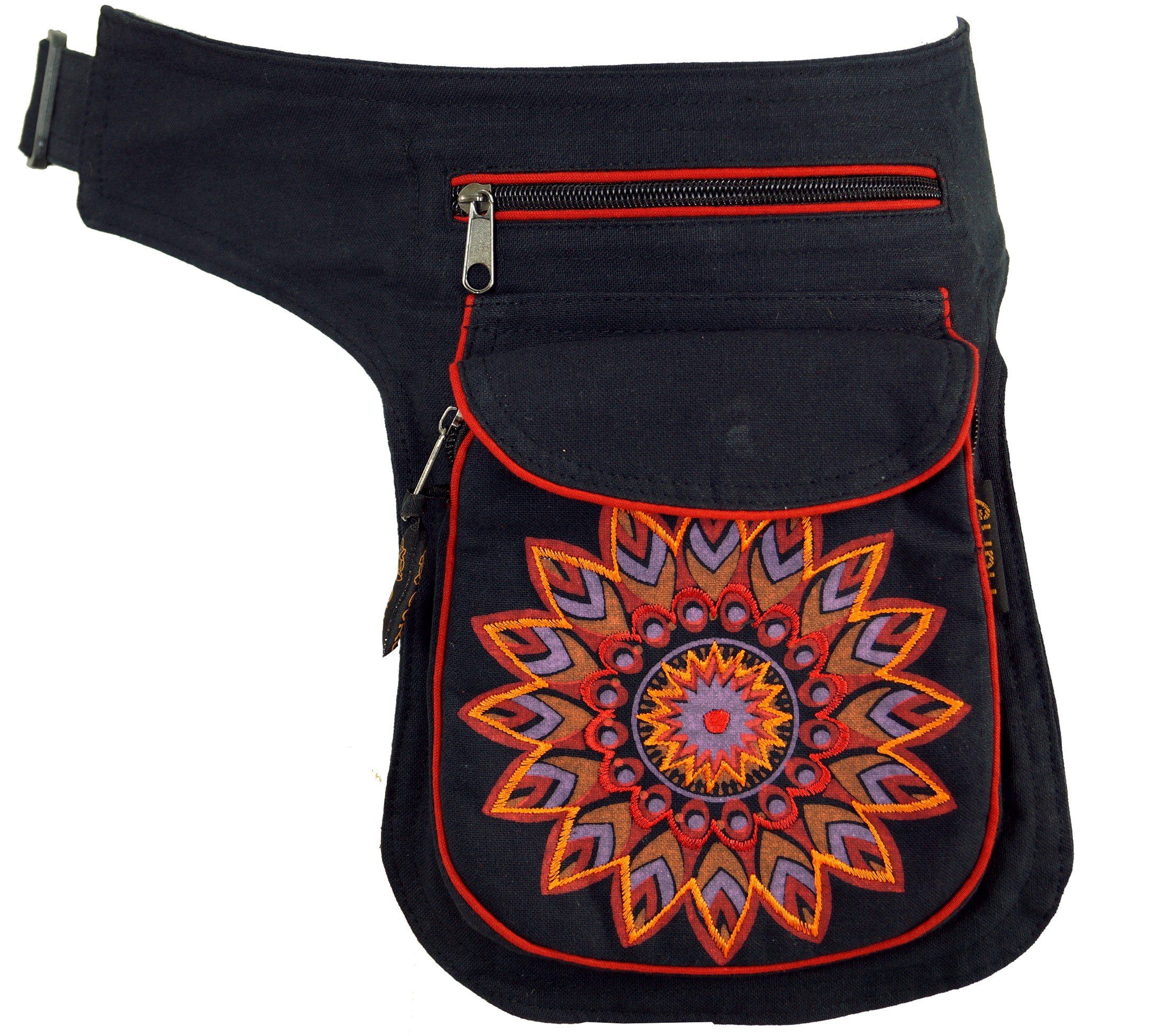 Guru-Shop Gürteltasche Stoff Sidebag & Mandala, rot Goa.. Gürteltasche