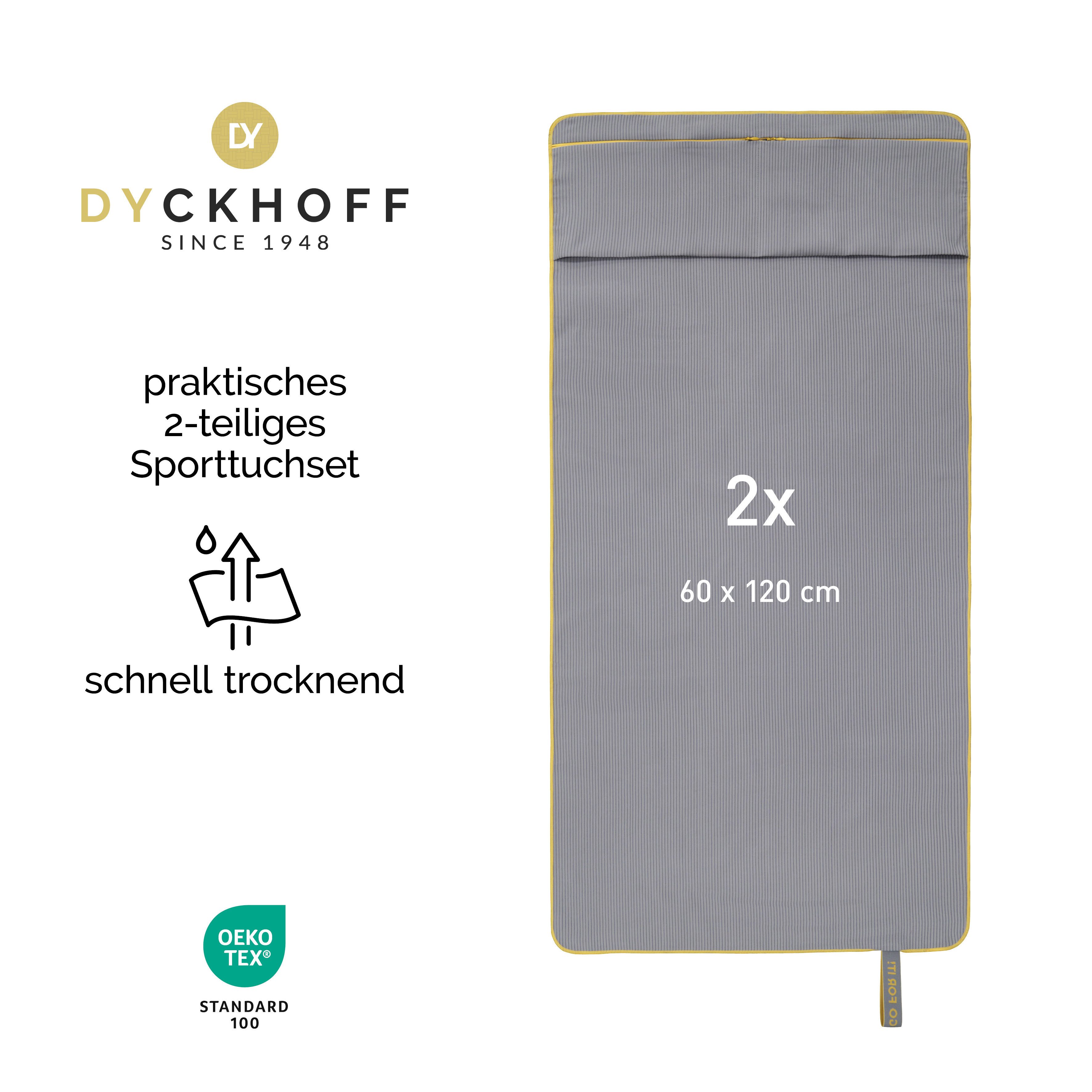Dyckhoff Handtuch Mikrofaser Sporttuch Struktur, Microfaser (2-St), Mit Überstülpkapuze, Schnelltrocknend, Leicht, Reißverschlusstasche