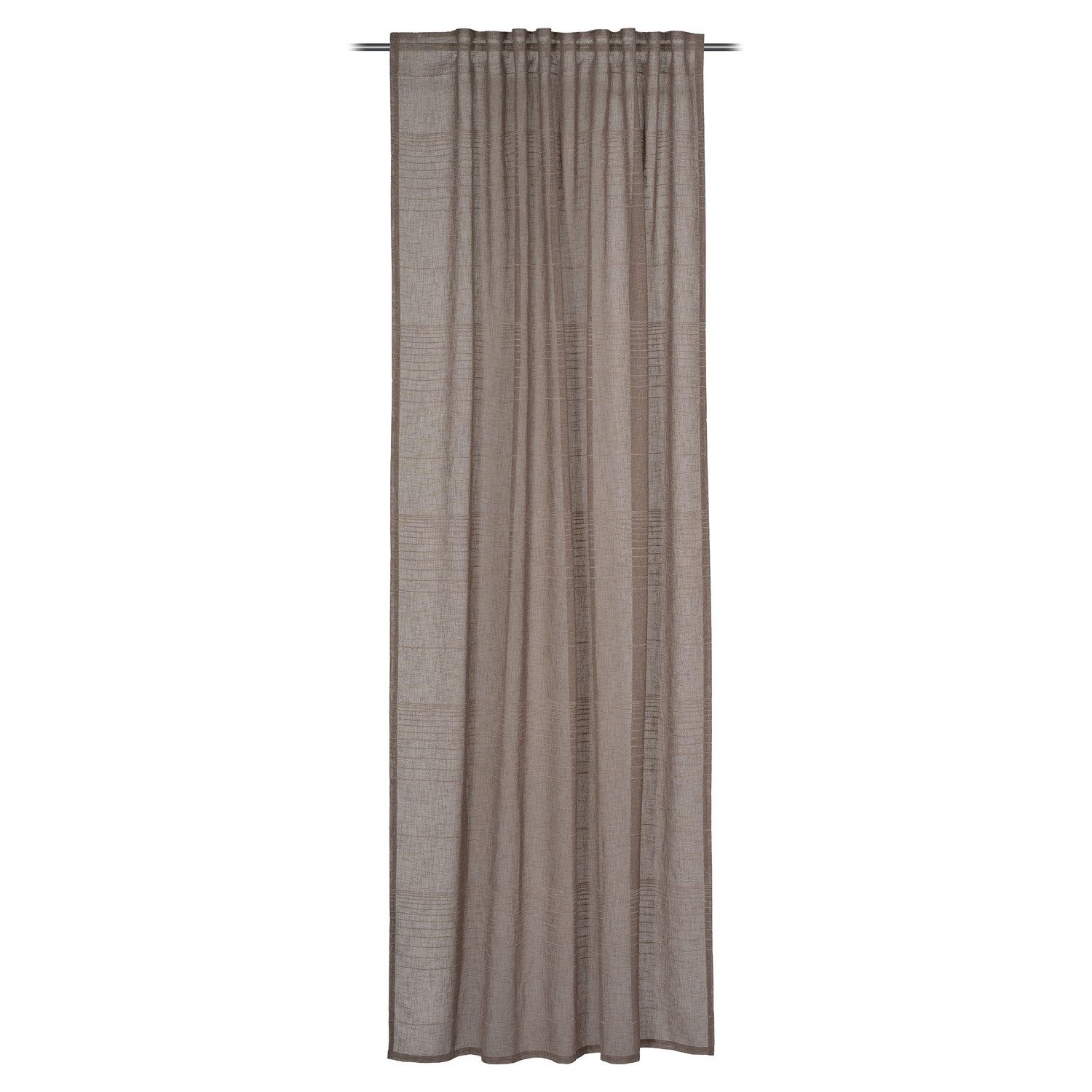 Gözze Vorhang DUNNY, Taupe, verdeckte Schlaufen, verdeckte Schlaufen, halbtransparent, Polyester, Querstreifen in Leinenoptik, 140 x 245 cm