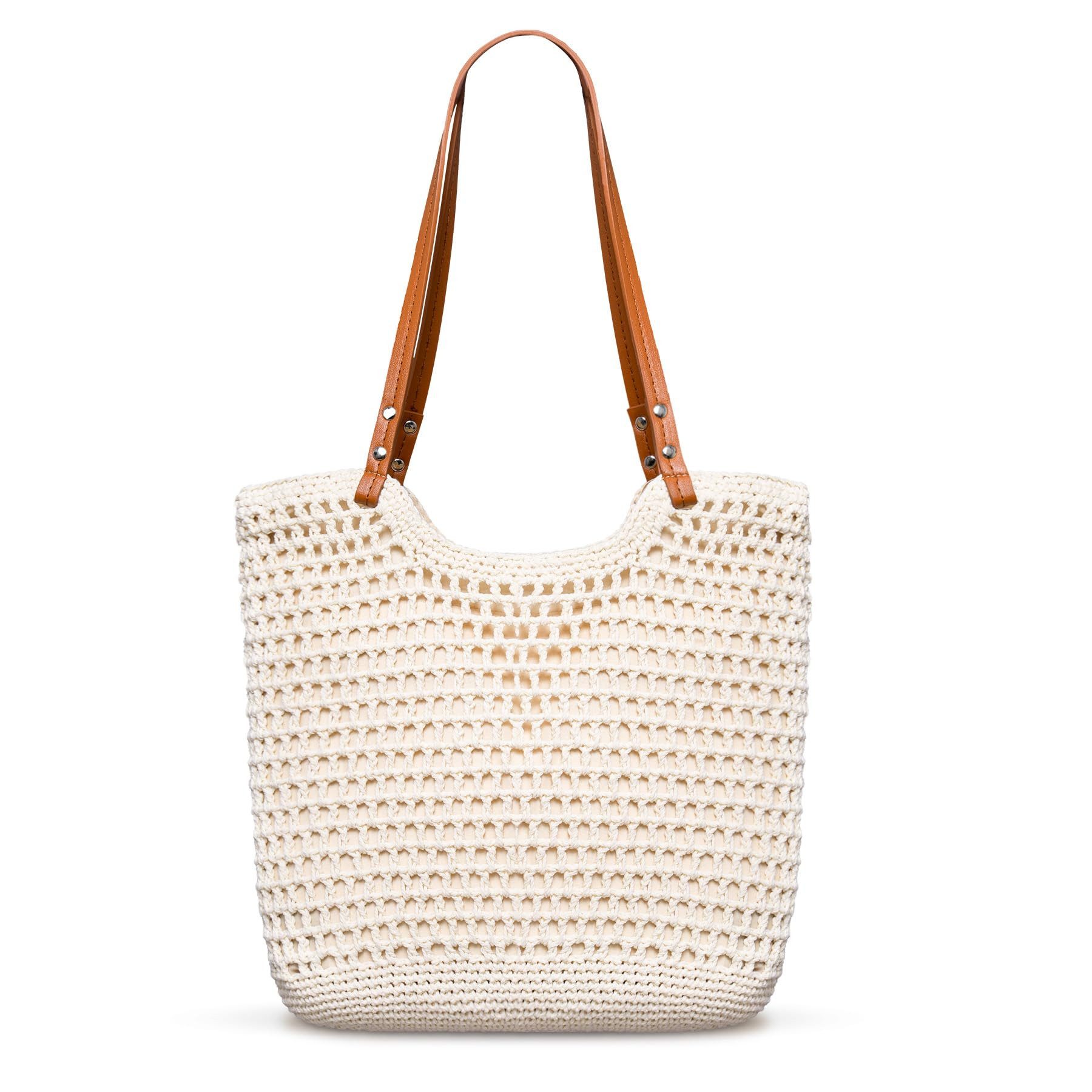 MOPUEA Strandtasche Strohtaschen Damen Strandtaschen Für Damen, Sommer (Strandtasche Damen Baumwolltasche Beige Sommer, Große Damen Strandtasche aus Baumwolle für Alltag), Großes Format leicht faltbar und angenehm zu tragen