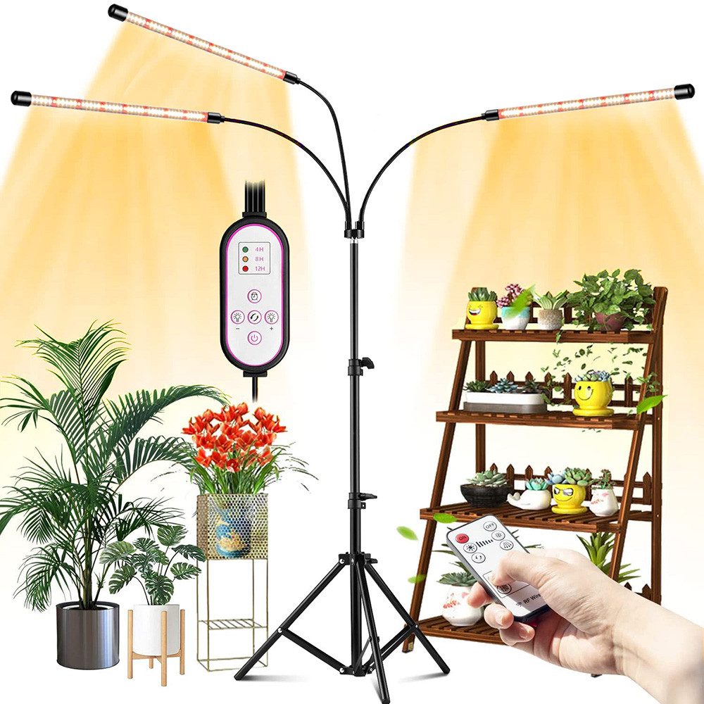 MUPOO Pflanzenlampe Pflanzenlampe Grow Lampe,LED-Wachstumslicht Vollspektrum,3 Lichtmodi, 360° Schwanenhals-Fernbedienung, mit verstellbarem Standfuß Timer 3/4/5 Lichtschlauch