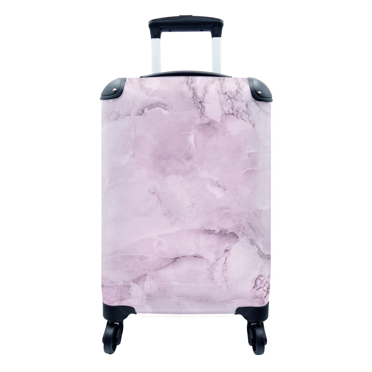 Handgepäckkoffer MuchoWow Reisetasche Marmor - - 4 für Ferien, Rosa, Adern mit Handgepäck Rollen, Reisekoffer rollen, Trolley,