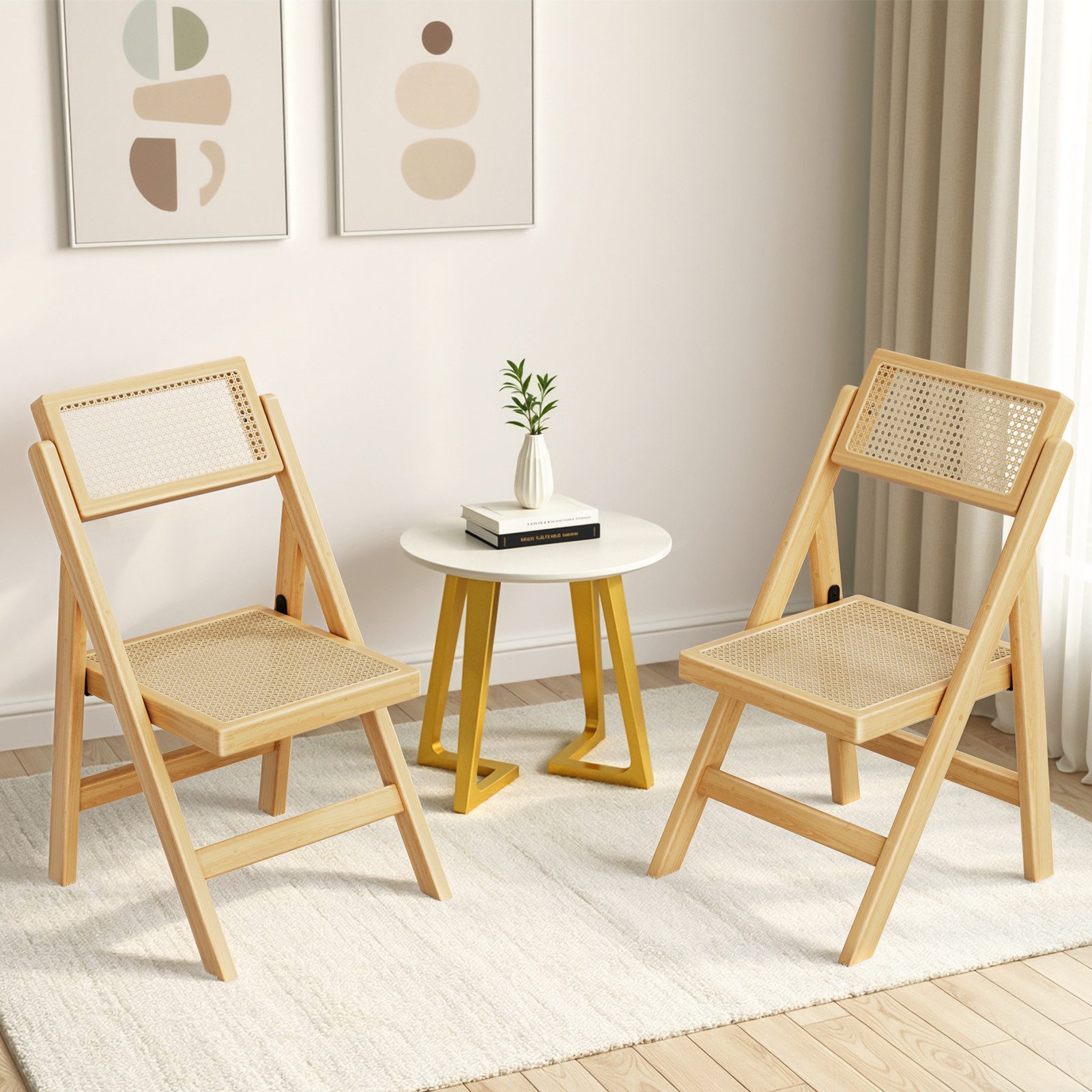 TLGREEN Klappstuhl aus Holz,Faltbar Esszimmerstuhl, (87x46x43cm Rattan Stuh günstig online kaufen