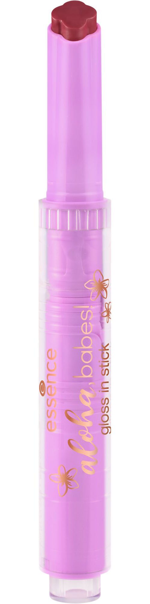 Essence Lippenstift aloha, babes! gloss in stick, 3-tlg., Pflegende Formel, leichte Deckkraft, mit Kokosnussduft.