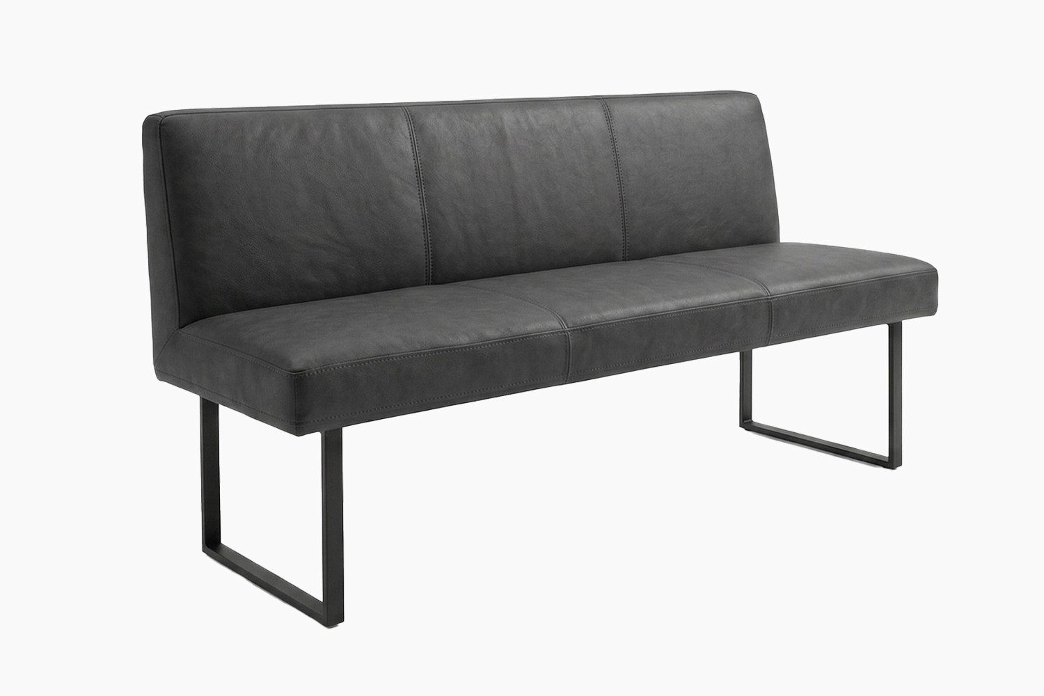 KAWOLA Sitzbank ELEEN Esszimmerbank Leder pigmentiert – modernes Design, 123 cm Breite, hoher Sitzkomfort, Metallgestell schwarz