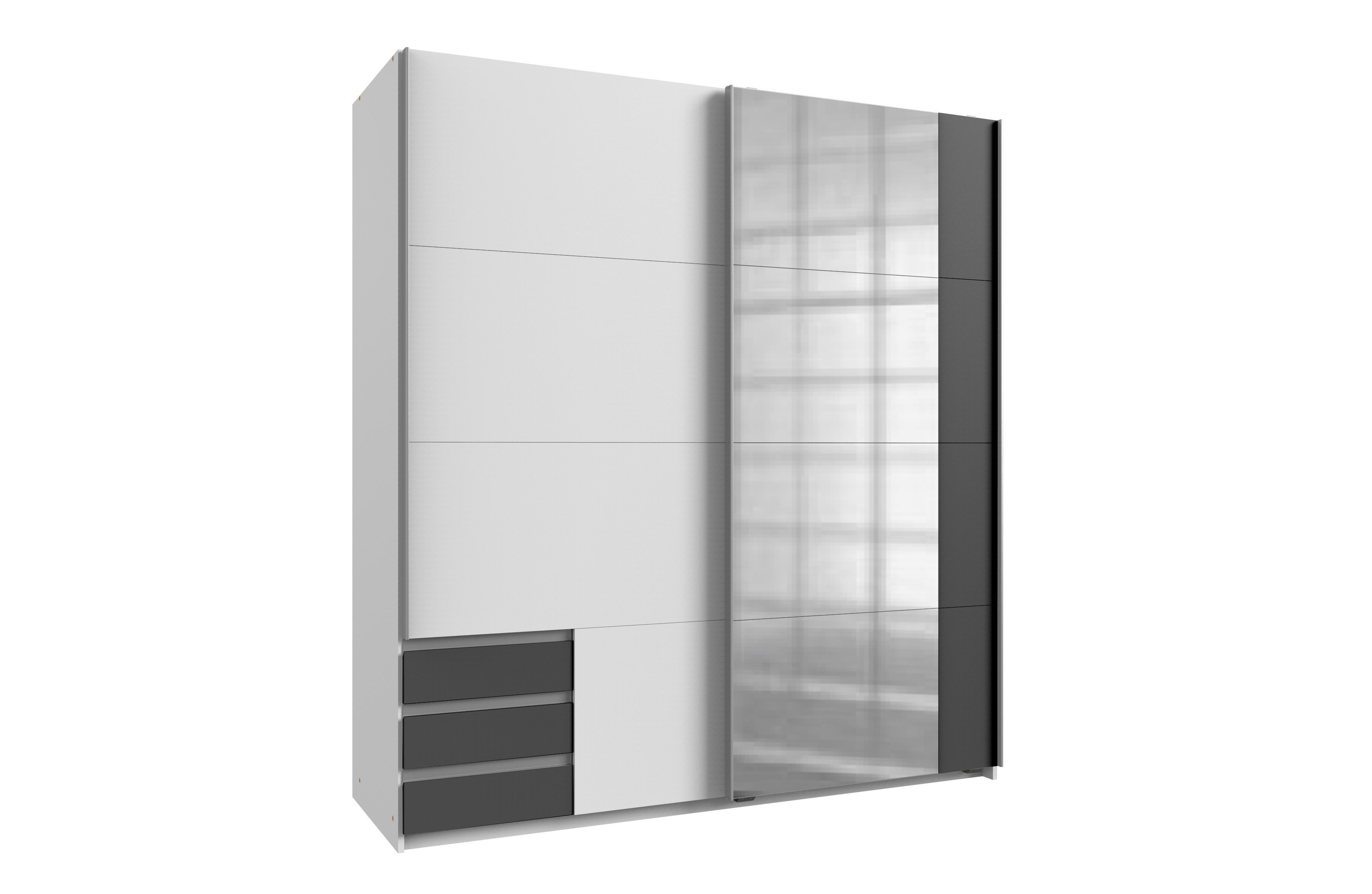 möbel-direkt.de Kleiderschrank Emden in Weiß mit Graphit (komplett, 1-St., Kleiderschrank) Made in Germany