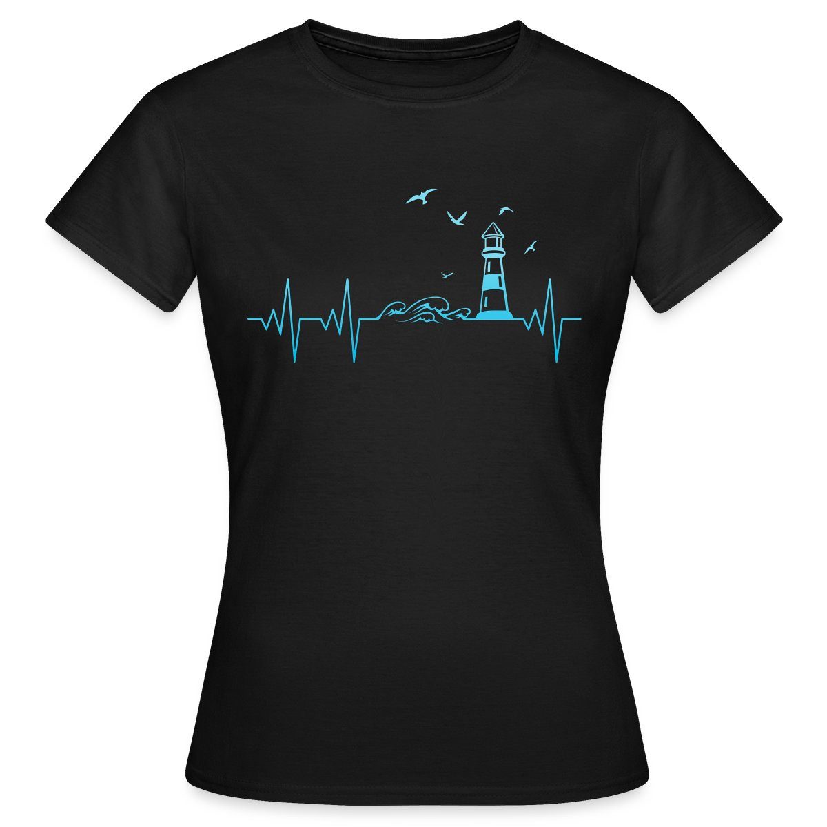 Spreadshirt T-Shirt Küste Meer Leuchtturm Herschlag EKG Moin Frauen T-Shirt günstig online kaufen