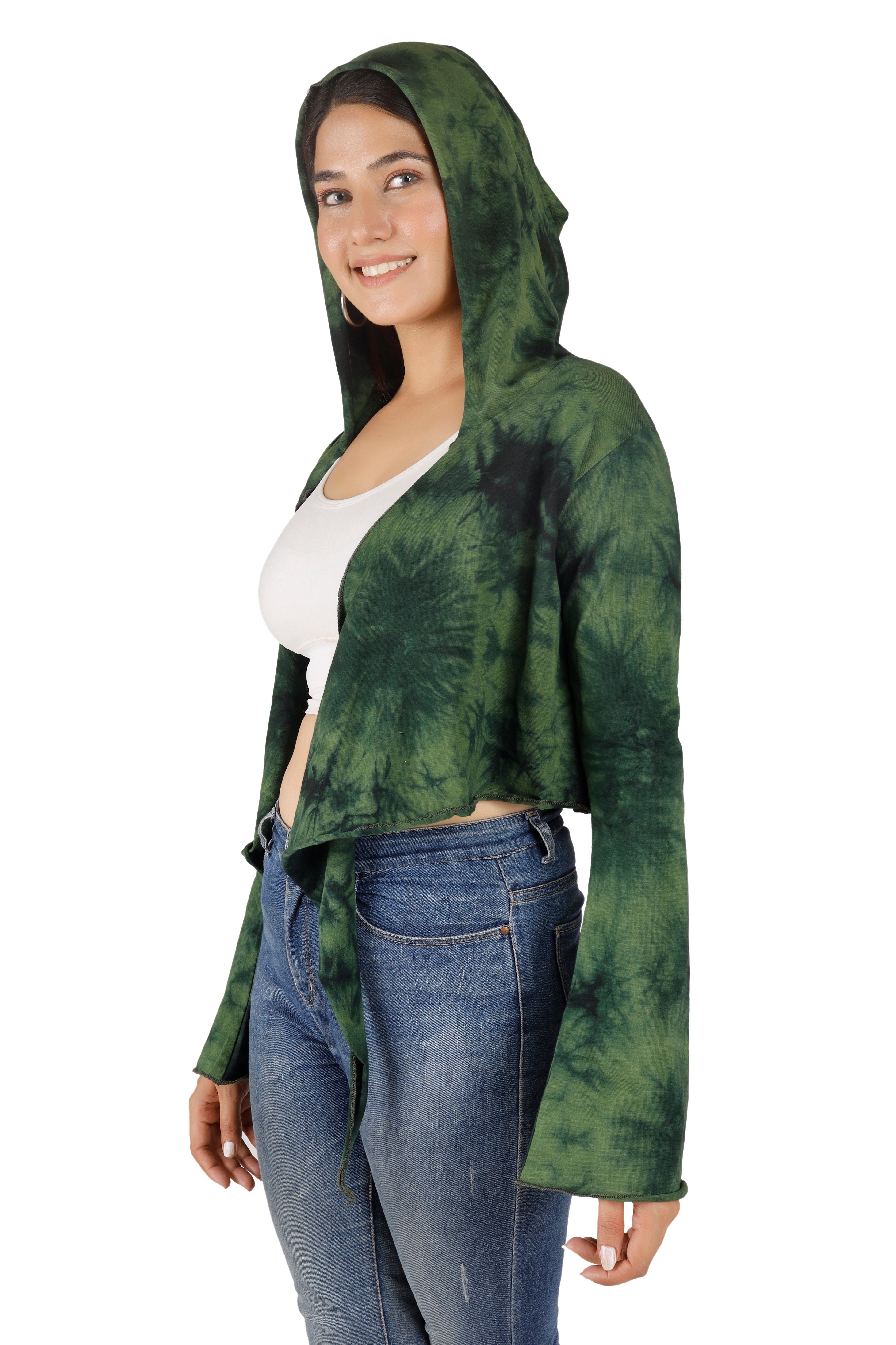 alternative Bekleidung Batik/grün Longsleeve Guru-Shop Wickeltop, mit.. Langarmshirt Yogatop,