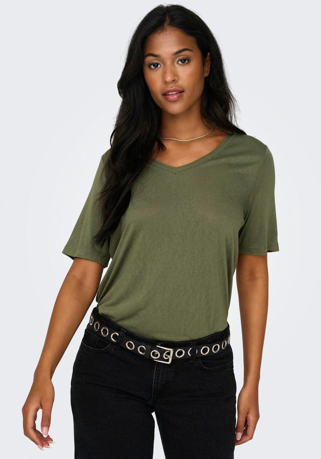 ONLY Kurzarmshirt ONLELISE S/S V-NECK TOP günstig online kaufen